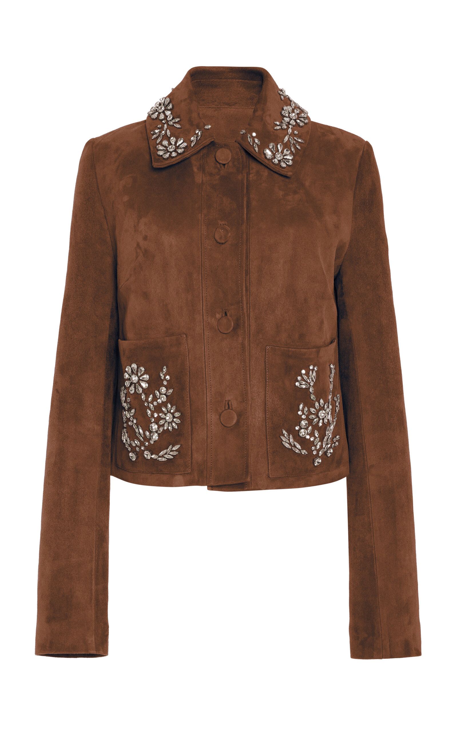 Crystal-Embellished Suede Jacket