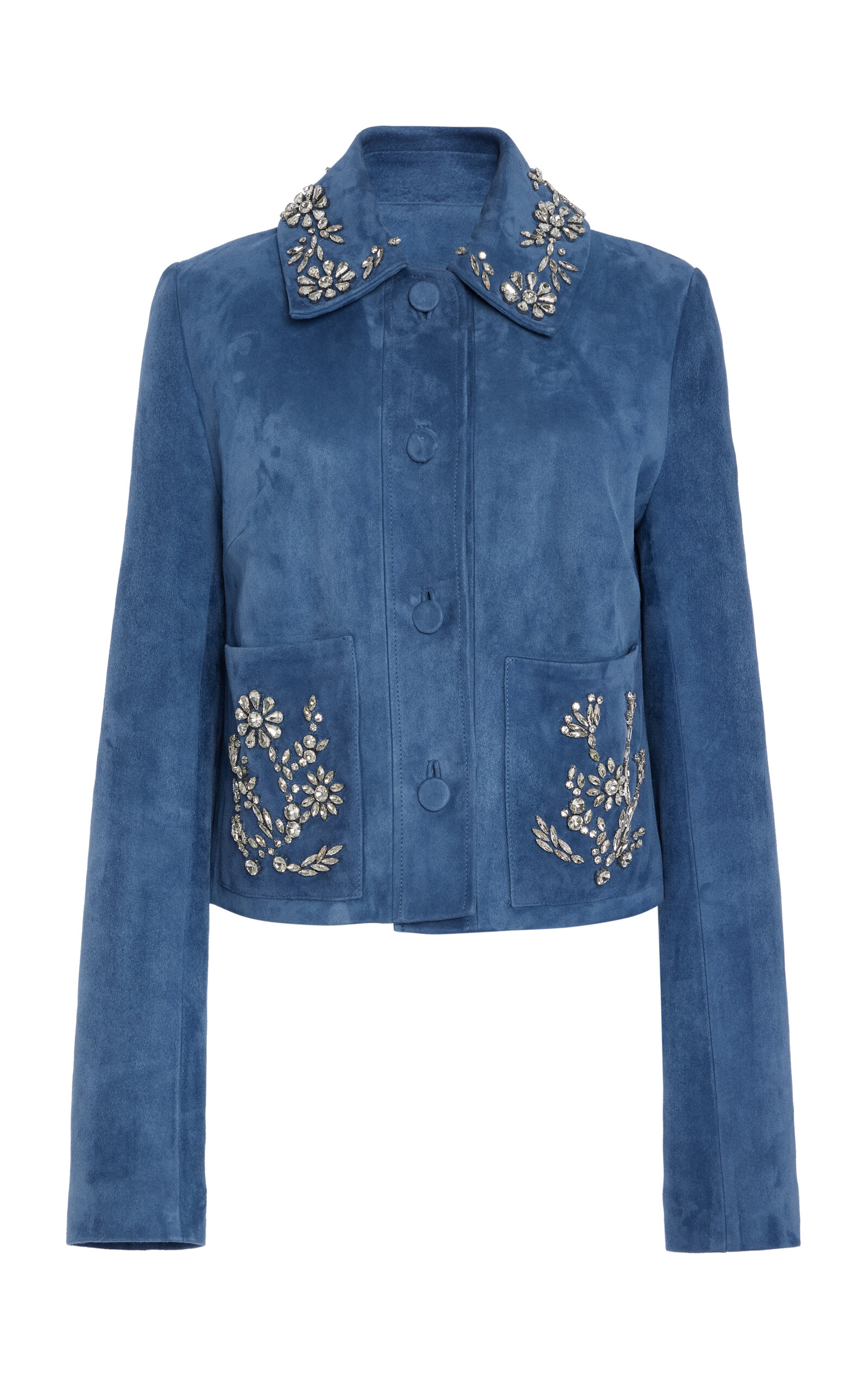 Crystal-Embellished Suede Jacket