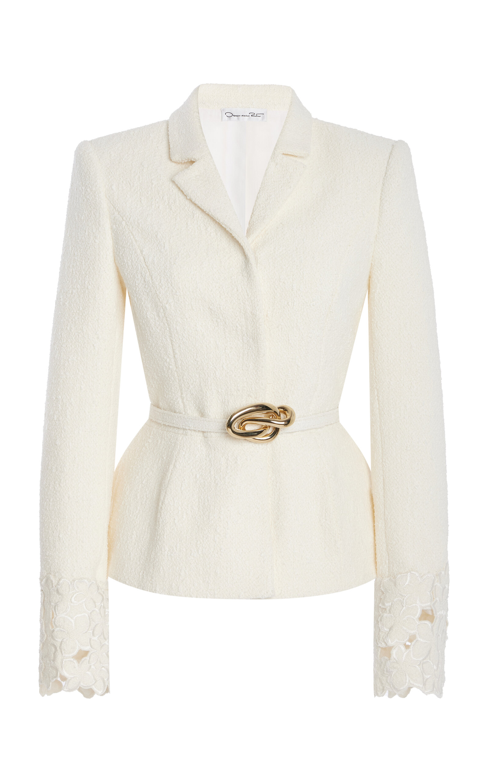 Belted Embroidered Tweed Jacket