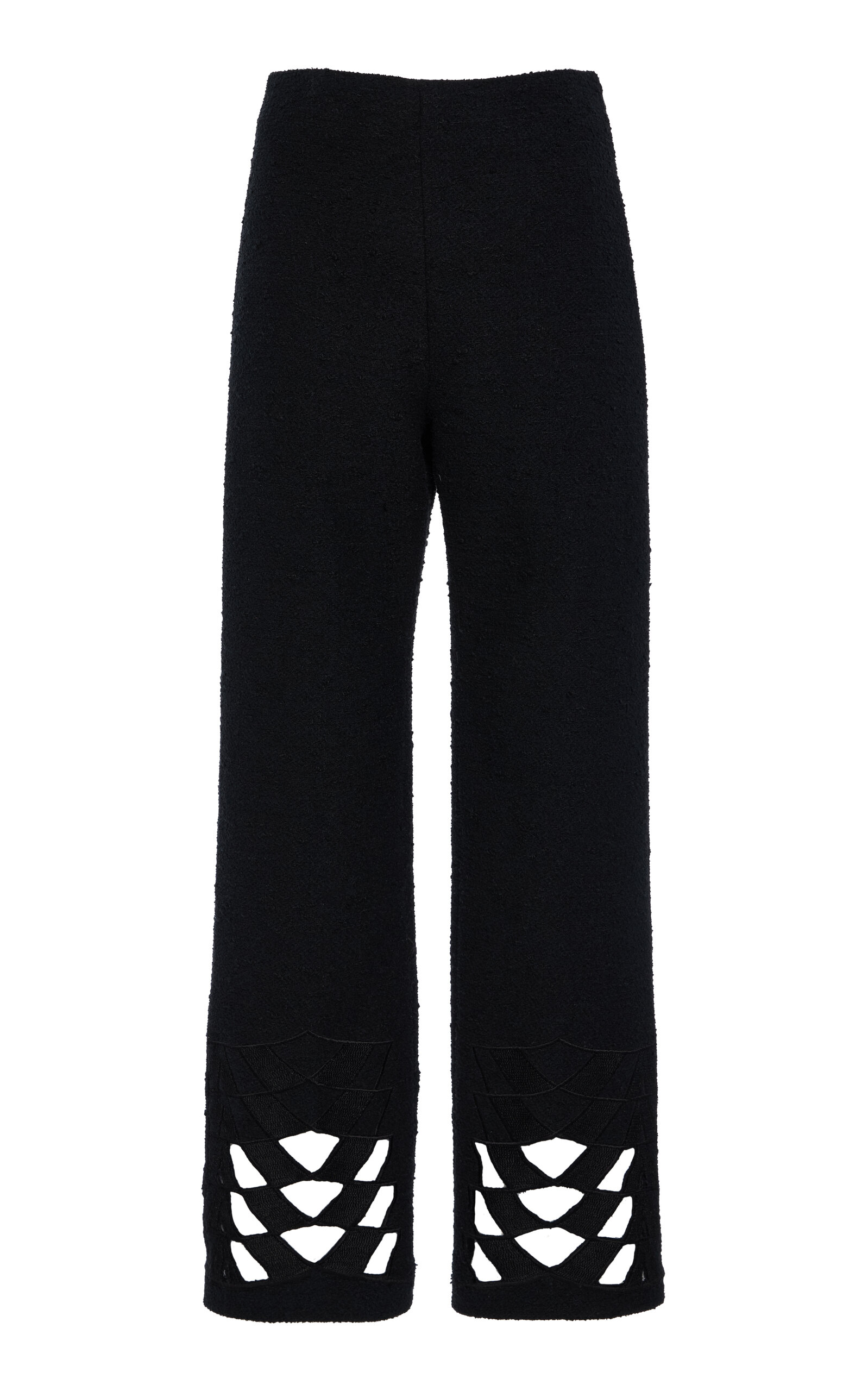 Cutout Tweed Straight-Leg Pants