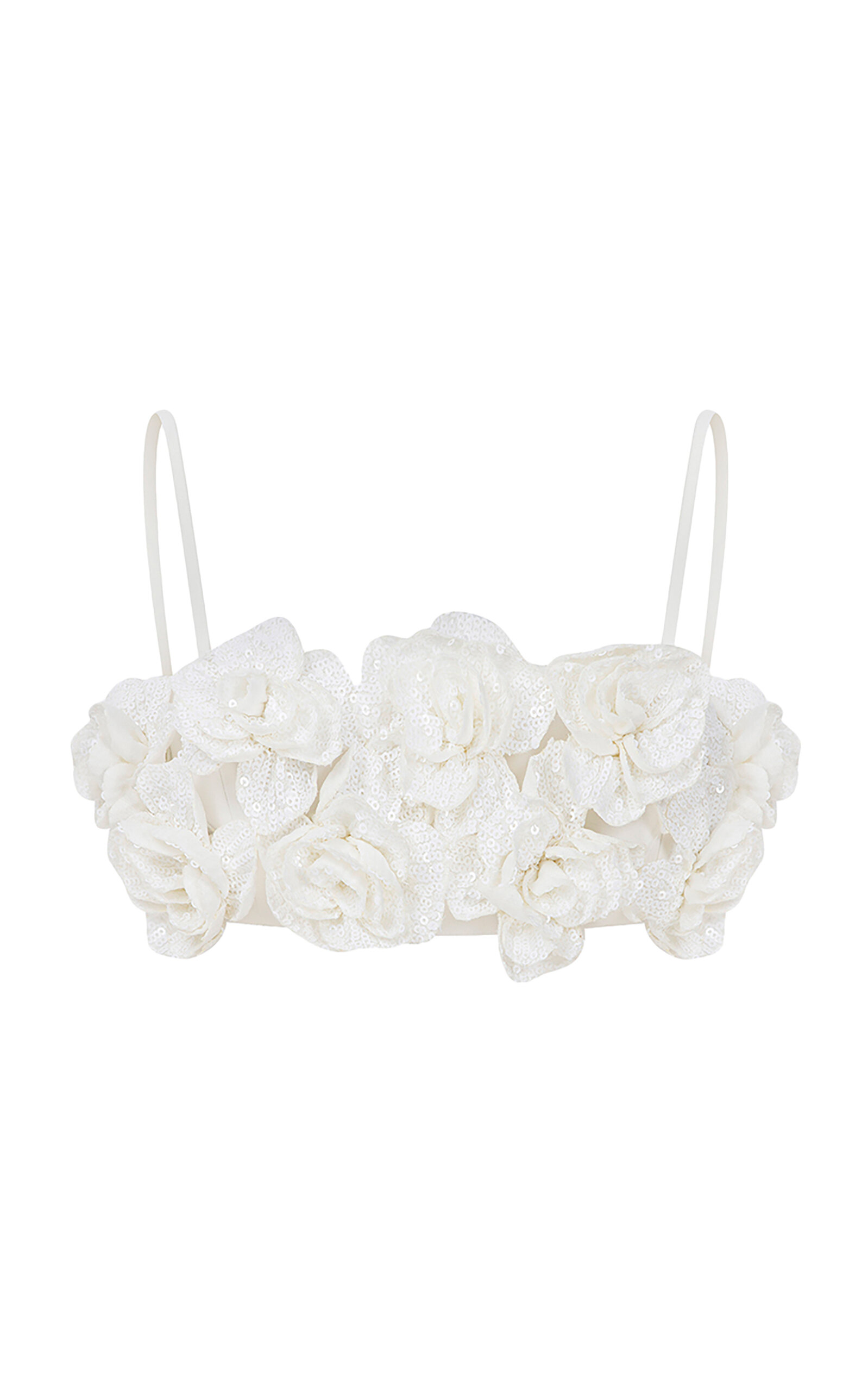 . Li Rosette-Detailed Sequined Crop Top