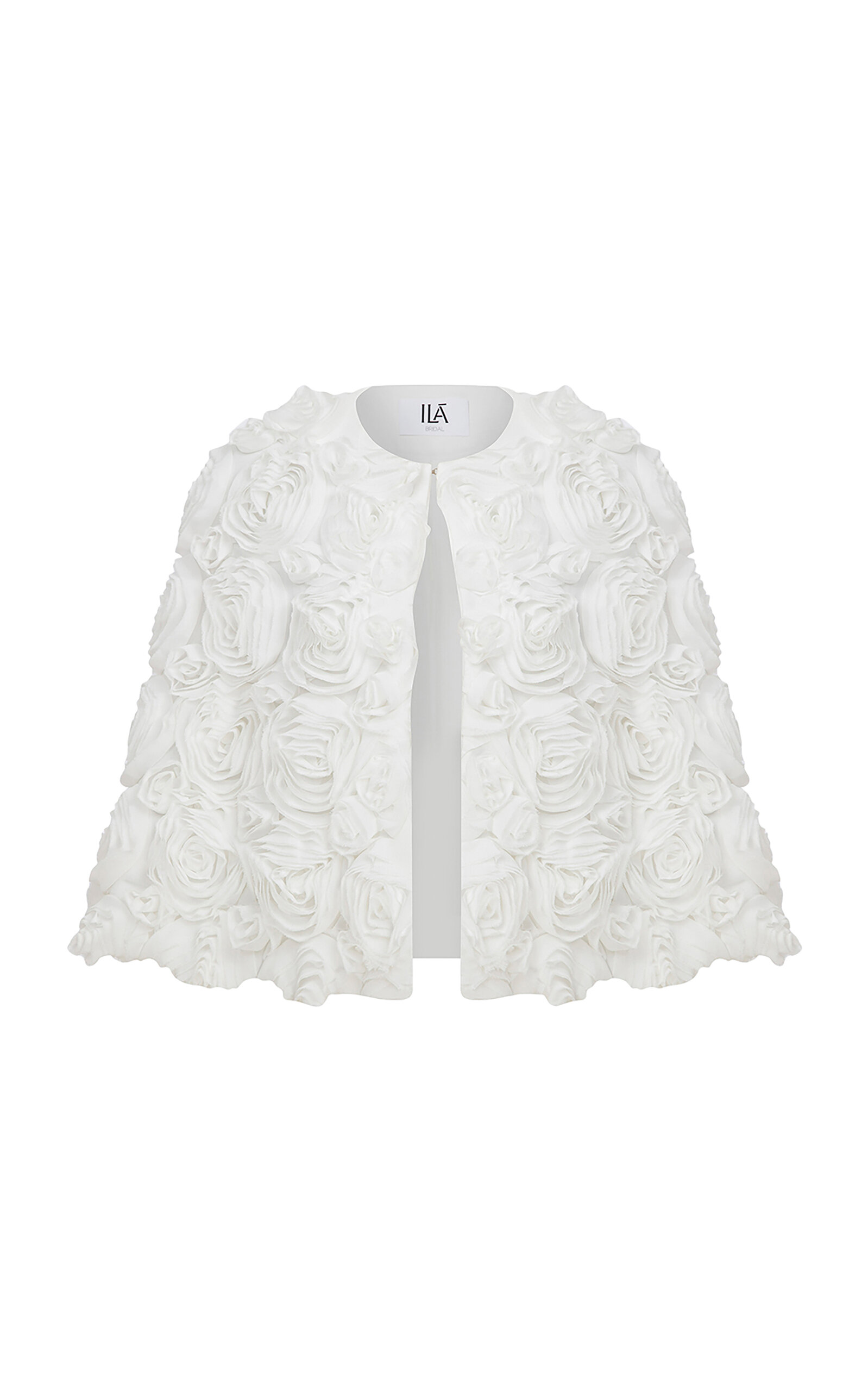 . Peony Rosette-Detailed Crepe Cape