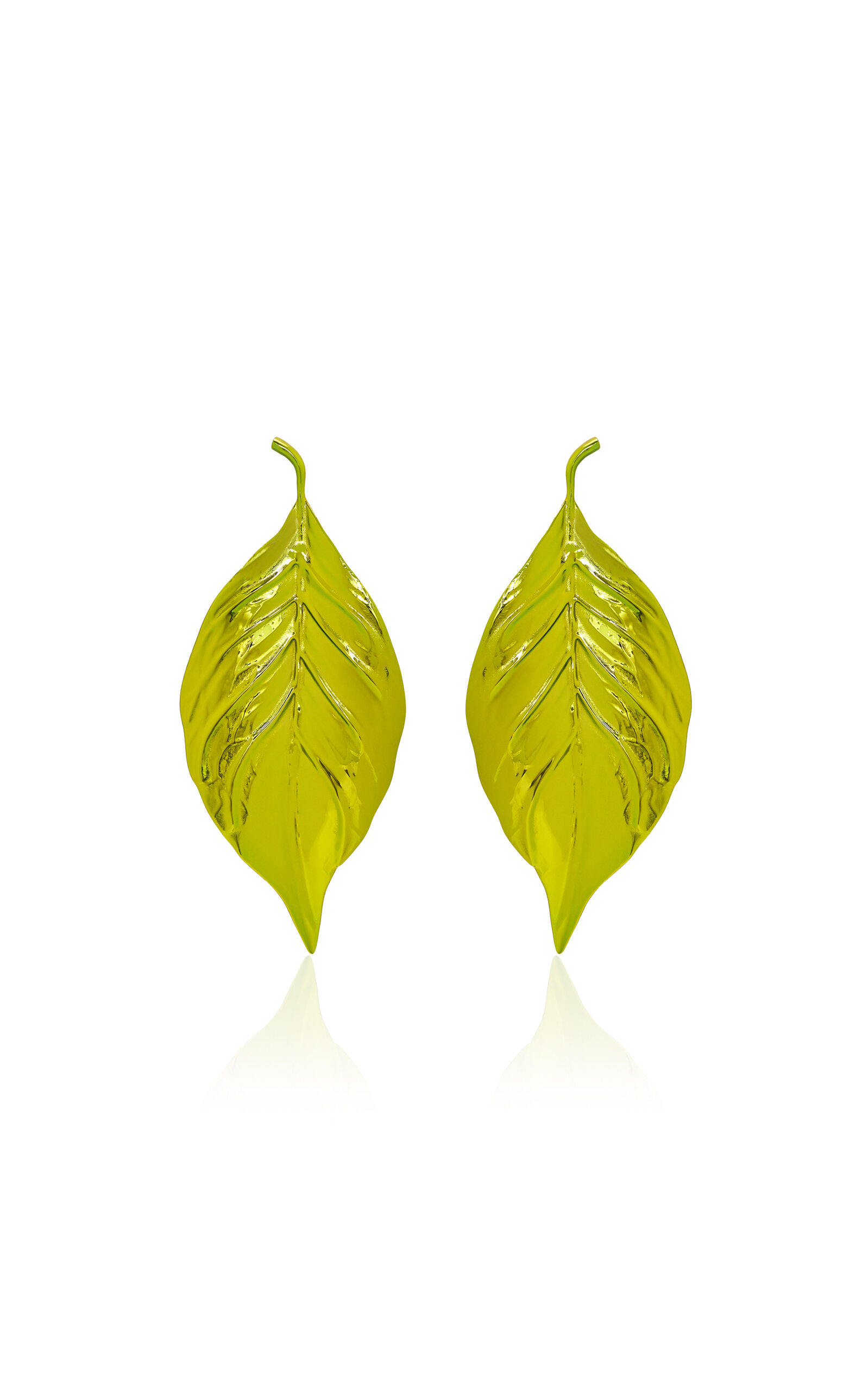 Large Metallic Green Leaf Clip-On Earrings