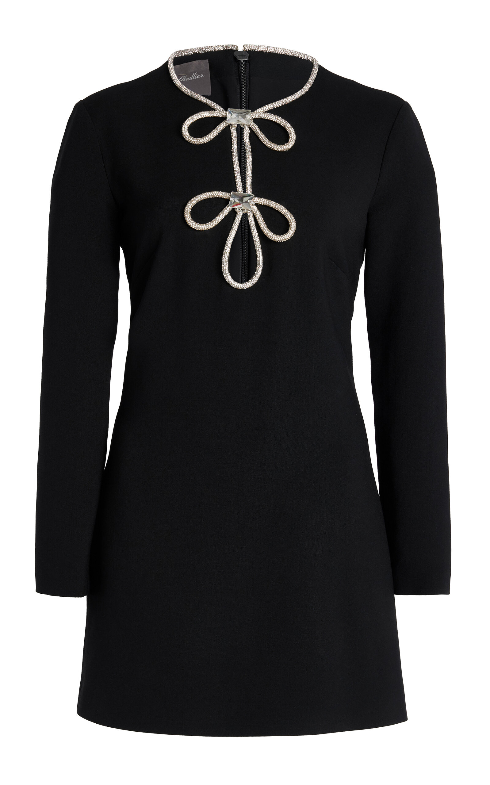 Embellished-Keyhole Wool-Silk Mini Dress