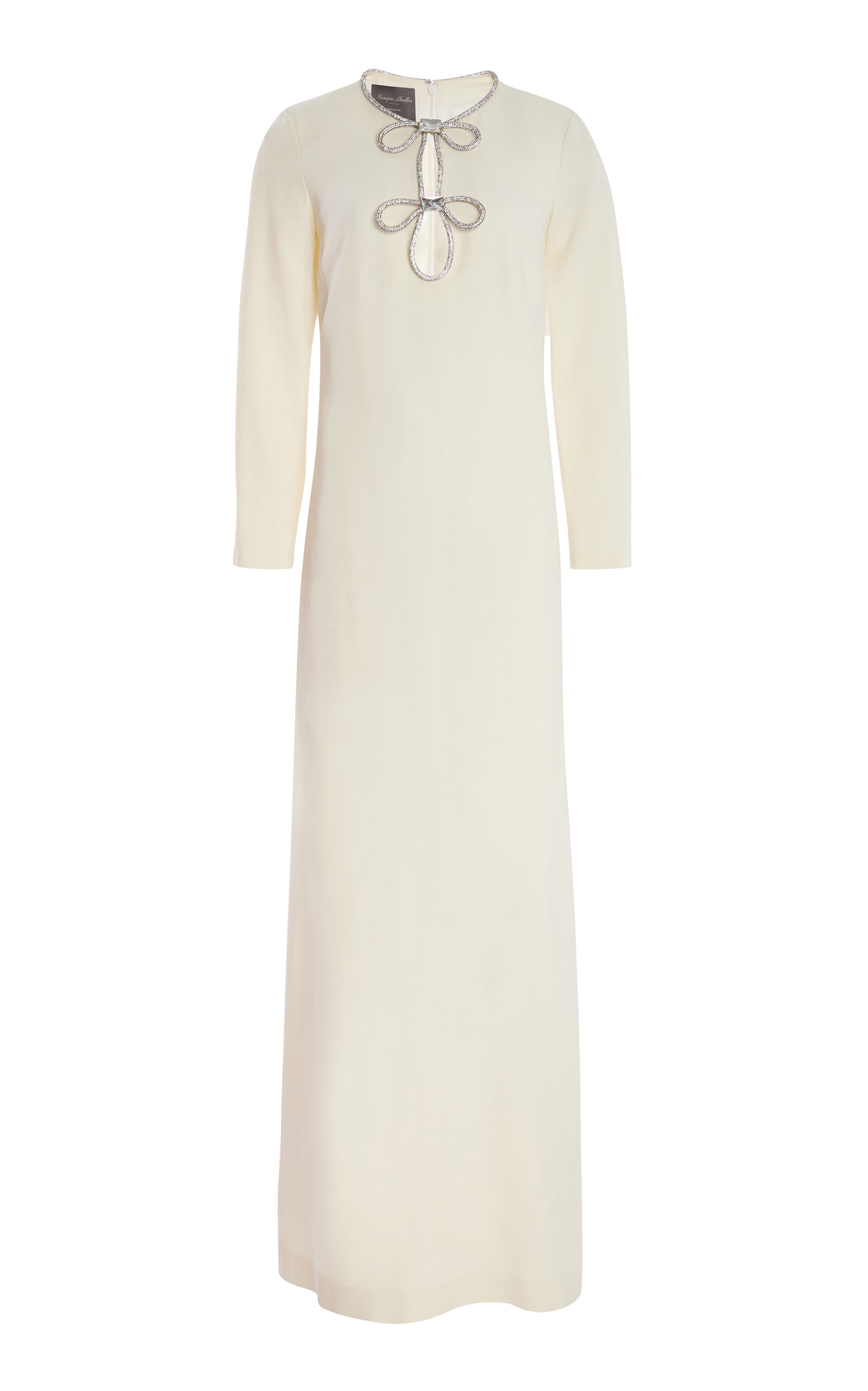 Embellished-Keyhole Wool-Silk Gown