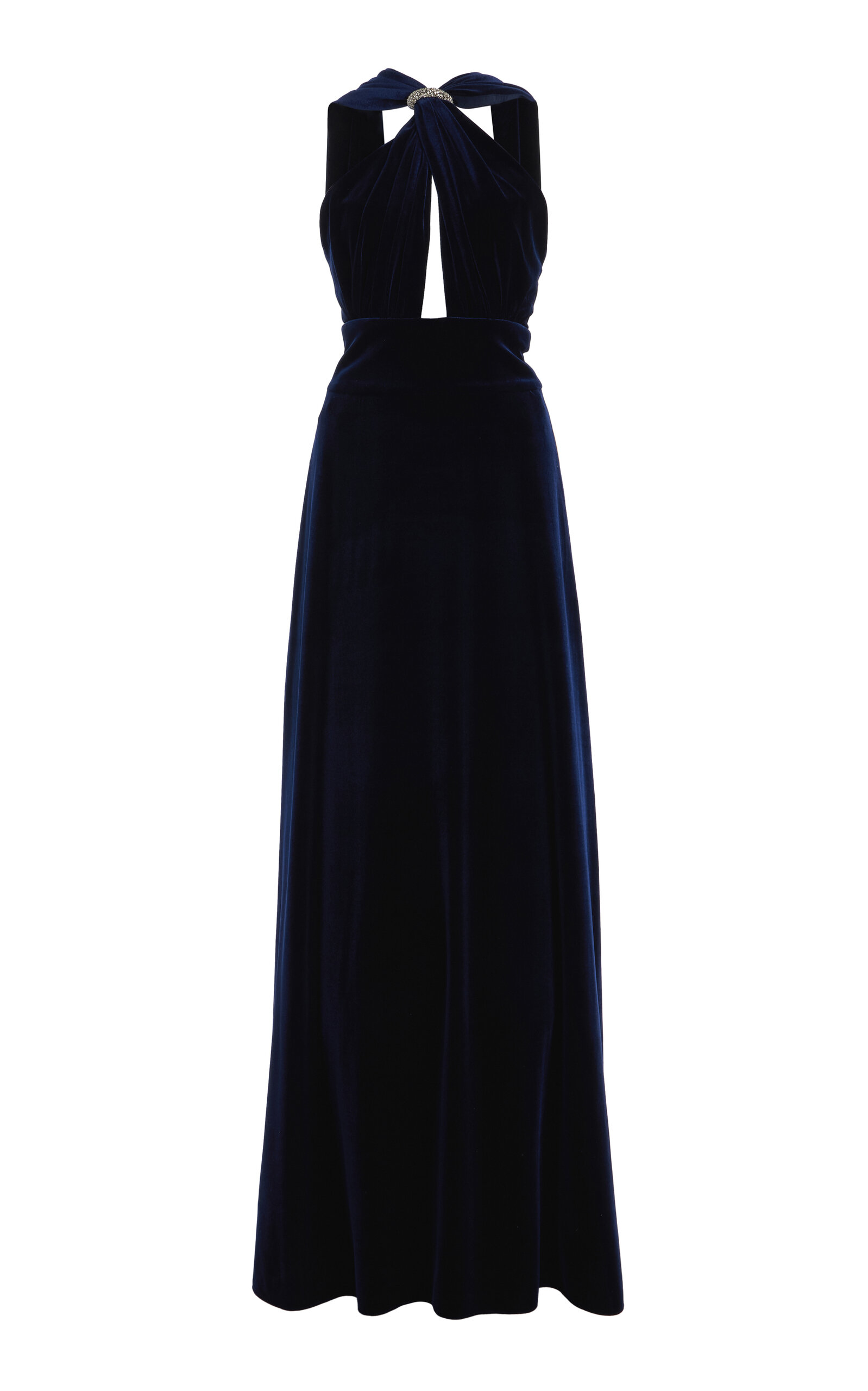 Twist-Front Stretch-Velvet Gown