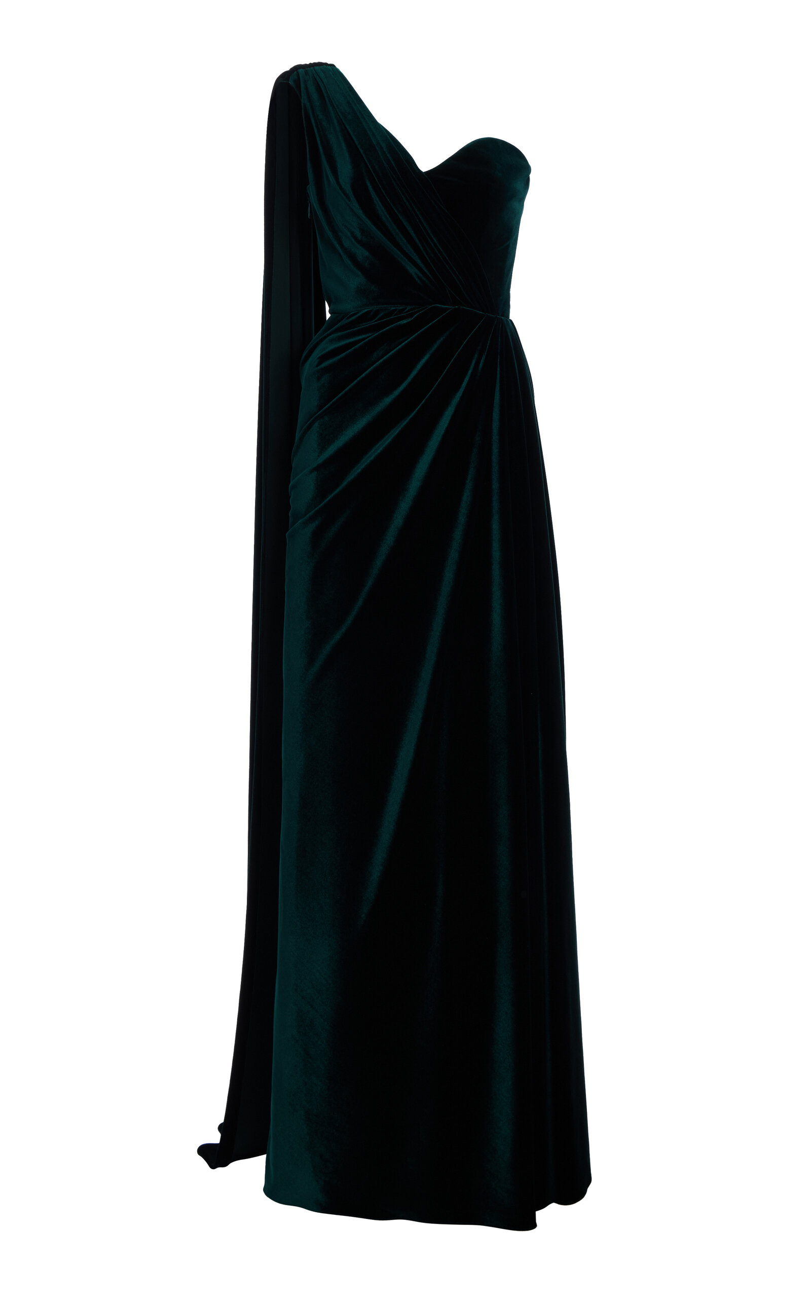 Asymmetric Stretch-Velvet Gown