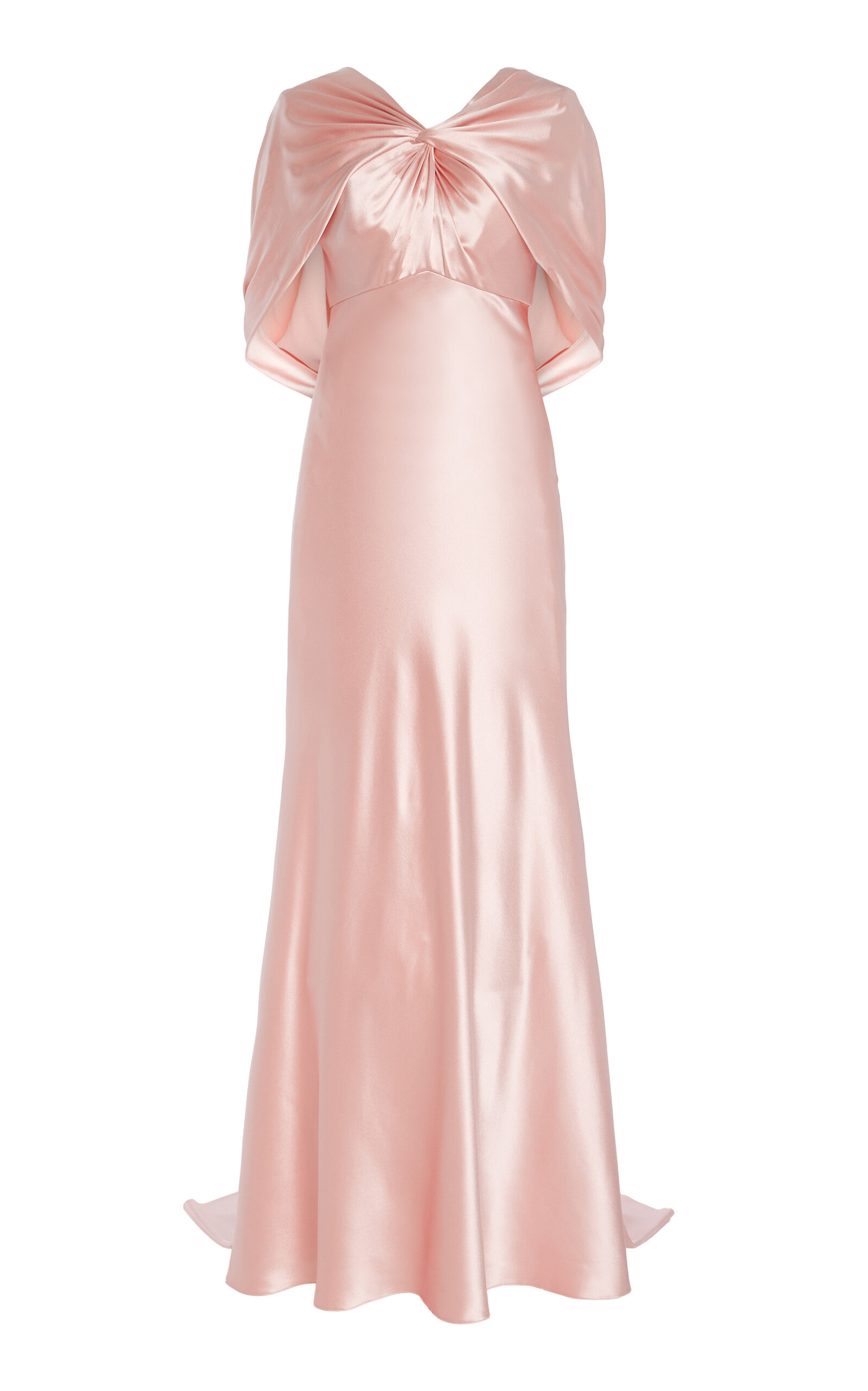 Cape-Detailed Crepe-Satin Gown