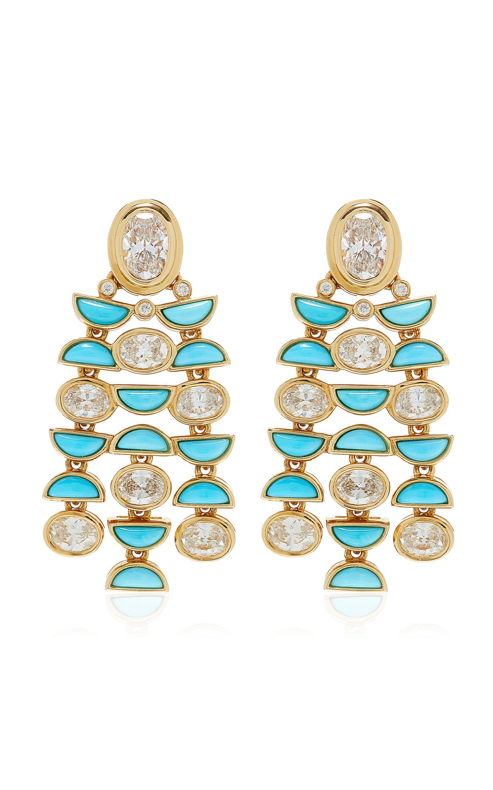 Bébé 18K Yellow Gold Diamond; Turquoise Earrings