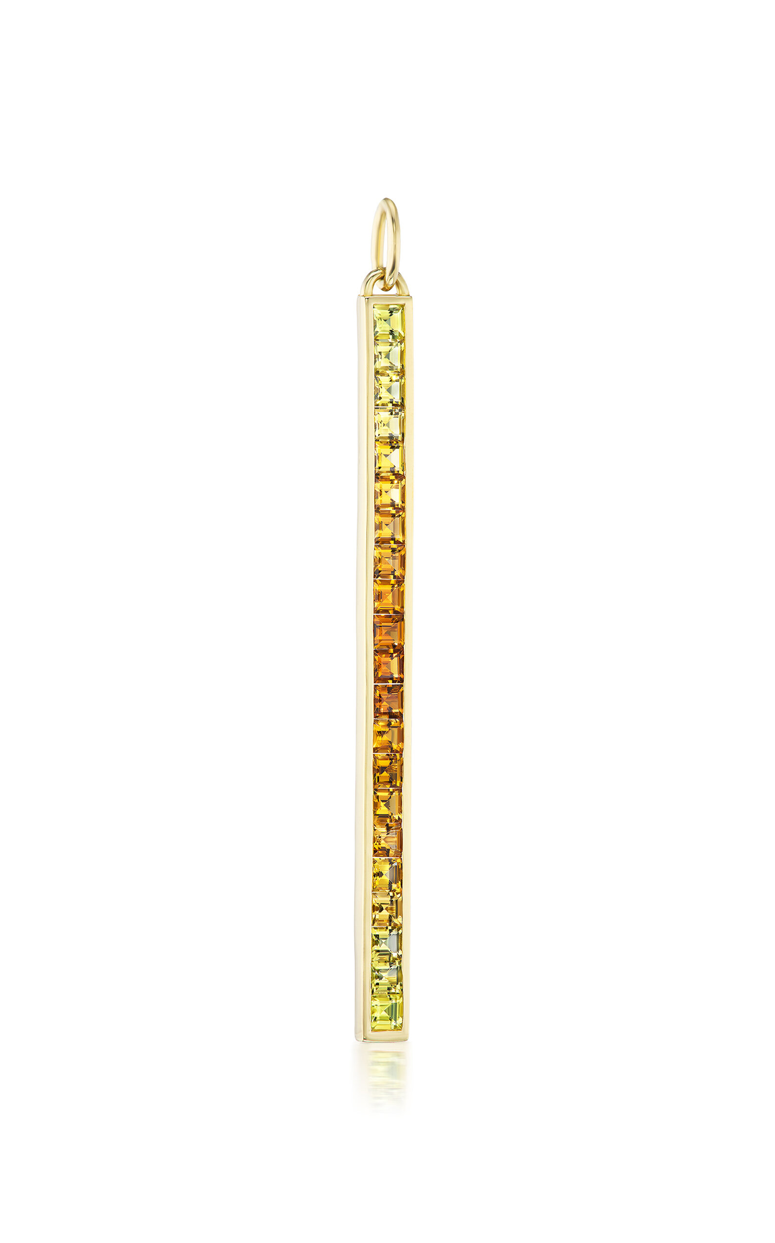 One of a Kind 14K Yellow Gold Long Matchstick Charm with Ombré Yellow and Orange Tourmaline