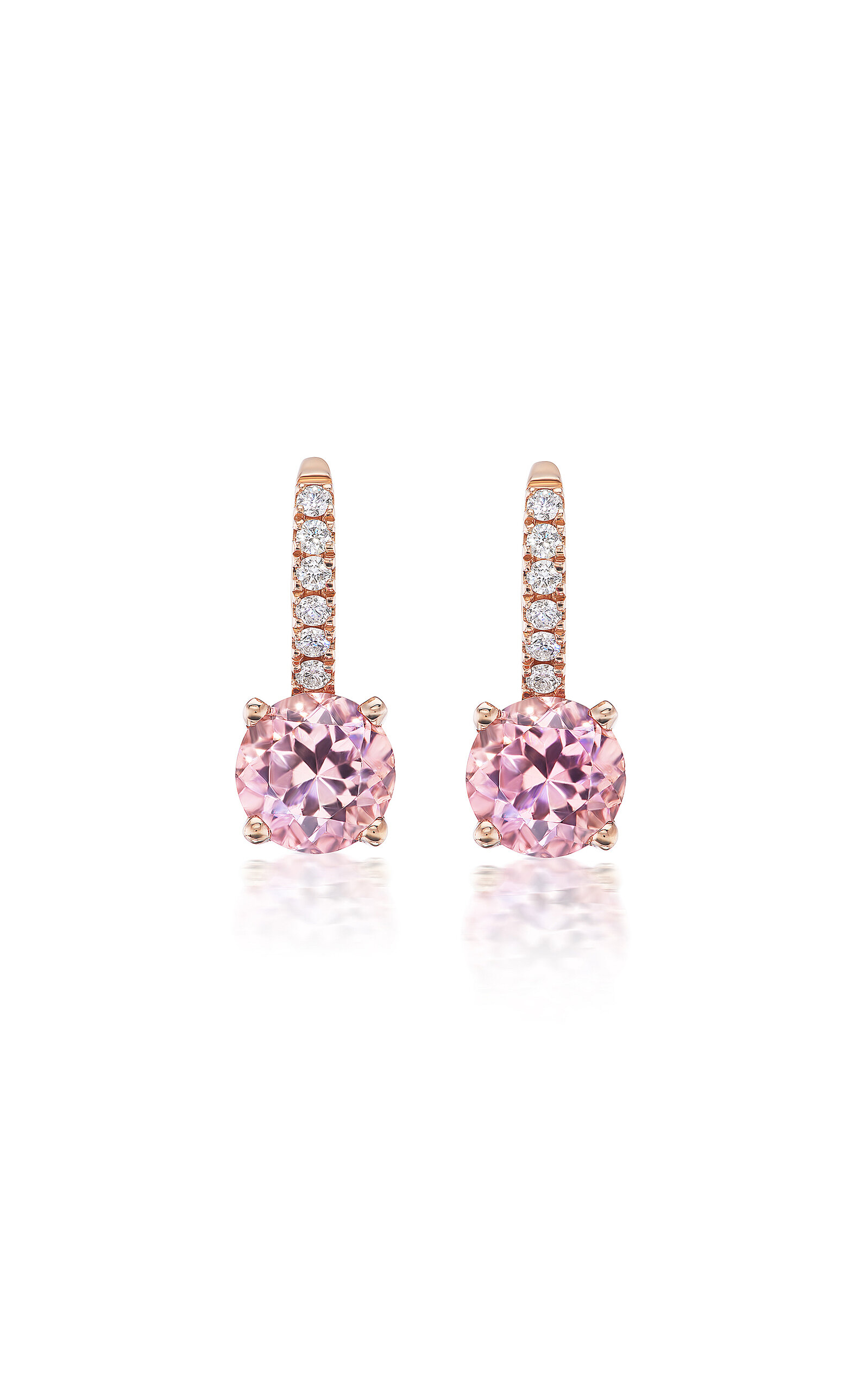 One of a Kind 14K Rose Gold Mini Pavé Ear Wire Drop Earrings with Pink Tourmaline and Diamonds