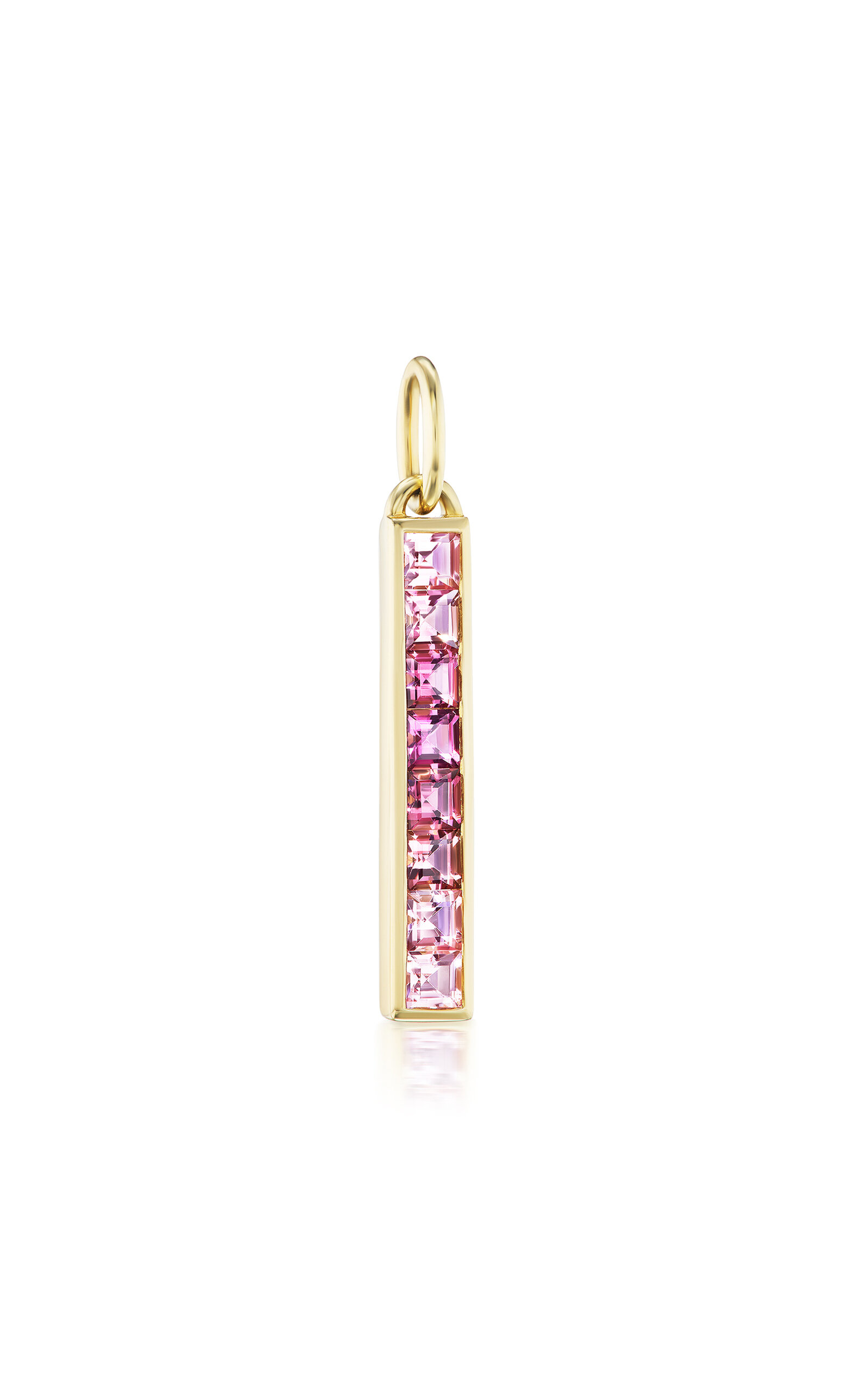 One of a Kind 14K Yellow Gold Mini Matchstick Charm with Ombré Pink Tourmaline