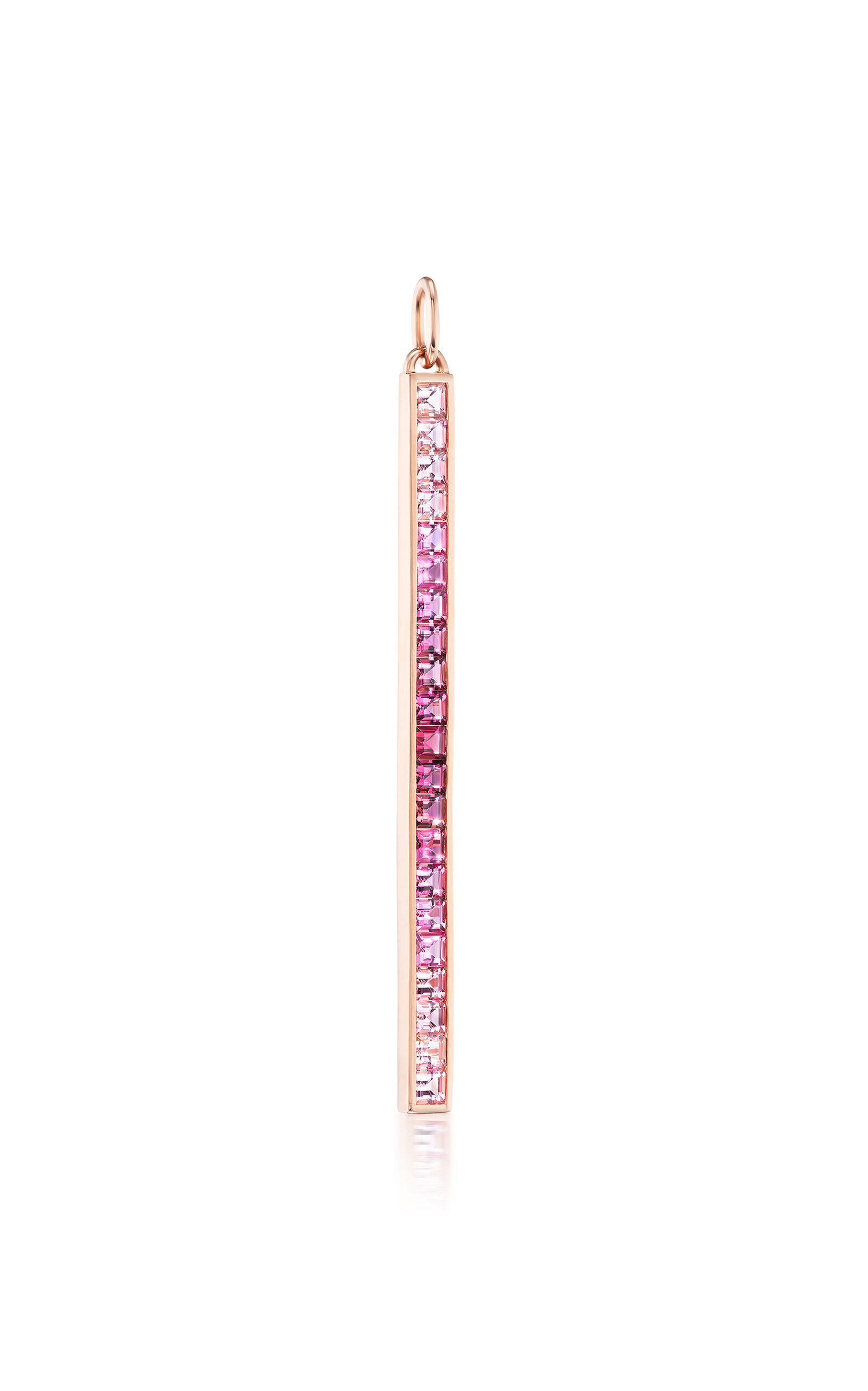 One of a Kind 14K Rose Gold Long Matchstick Charm with Ombré Pink Tourmaline