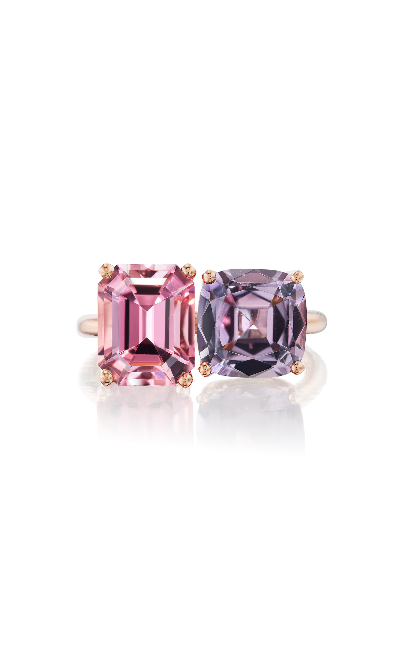 One of a Kind 14K Rose Gold Bold 2-Stone Ring with Pink and Purple Tourmaline