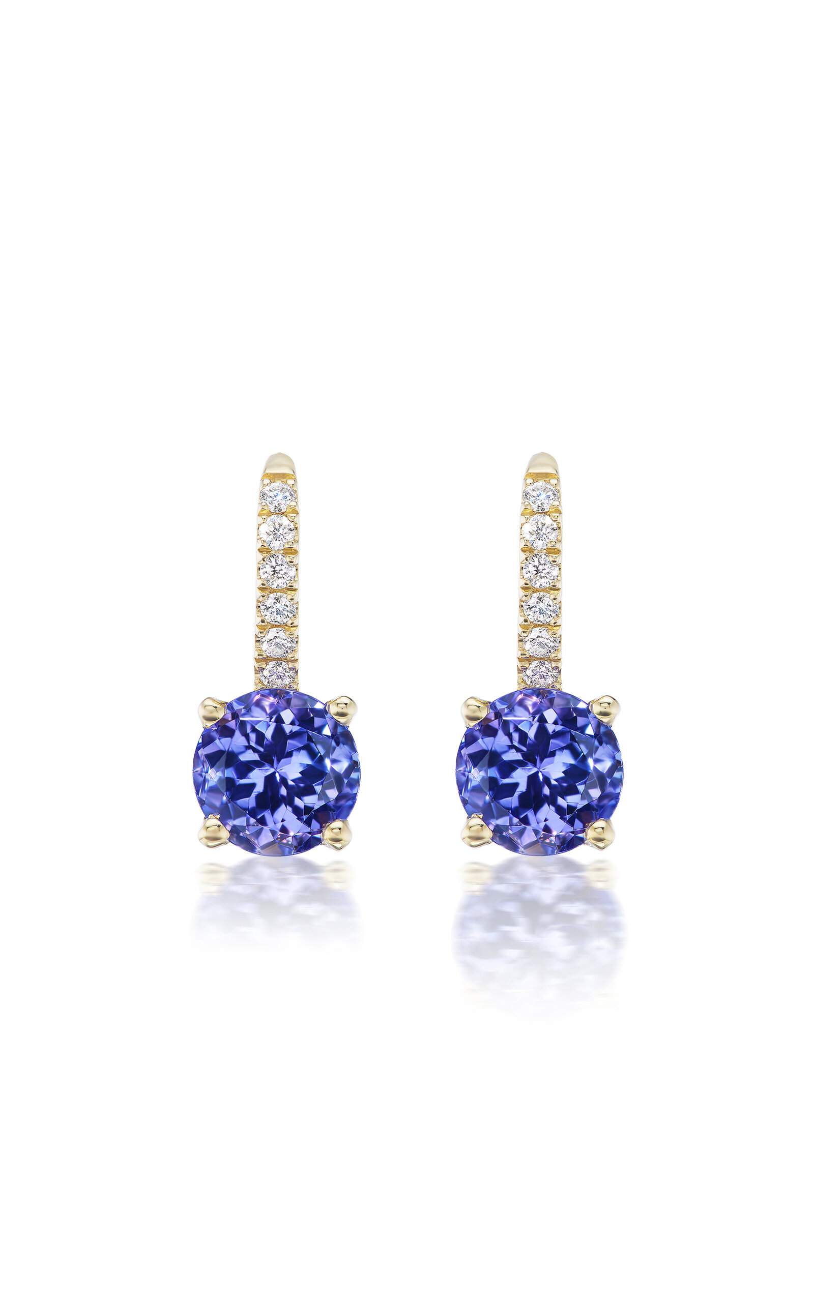 One of a Kind 14K Yellow Gold Mini Pavé Ear Wire Drop Earrings with Tanzanite and Diamonds