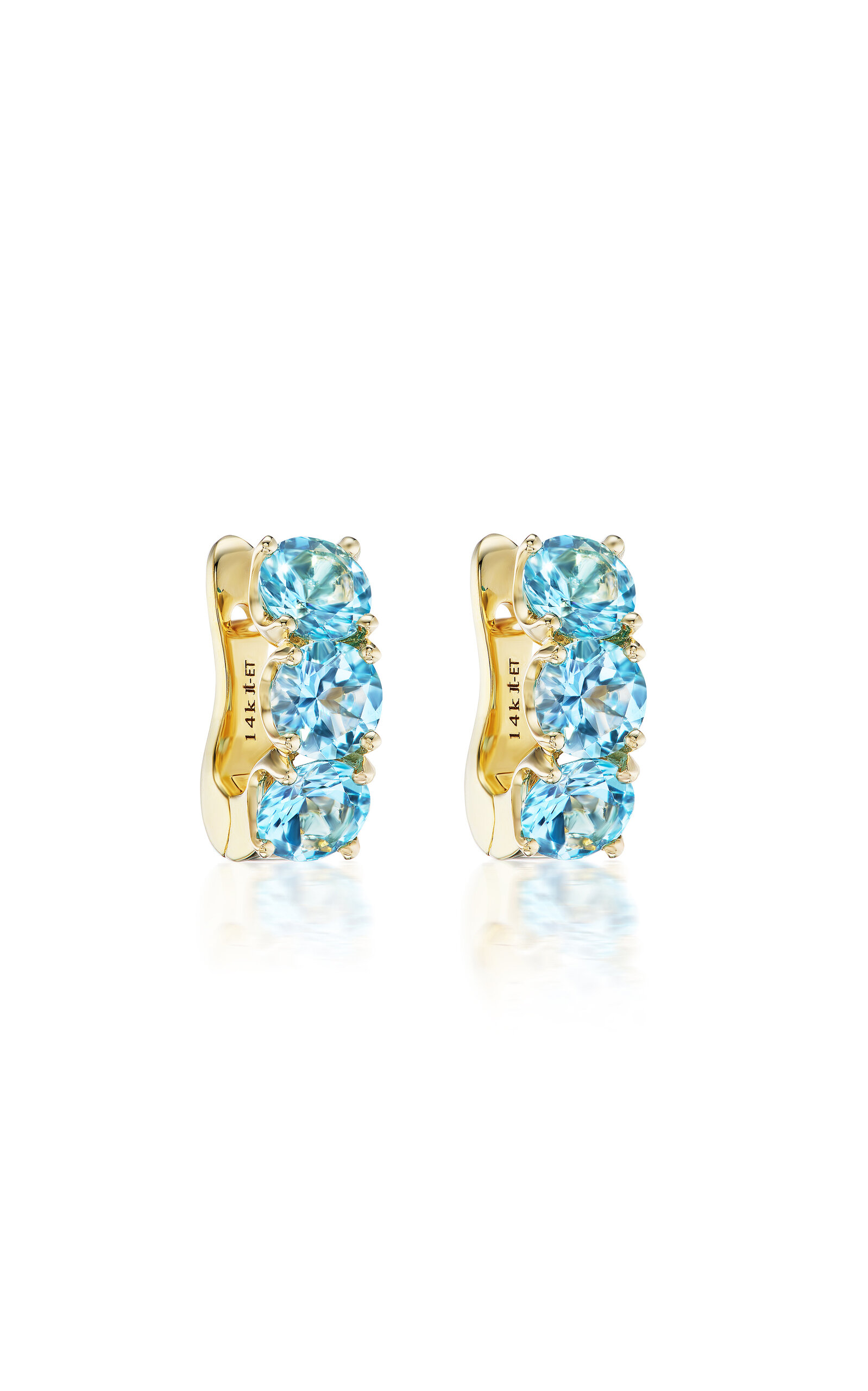 14K Yellow Gold 5mm Super Hugs with Blue Topaz