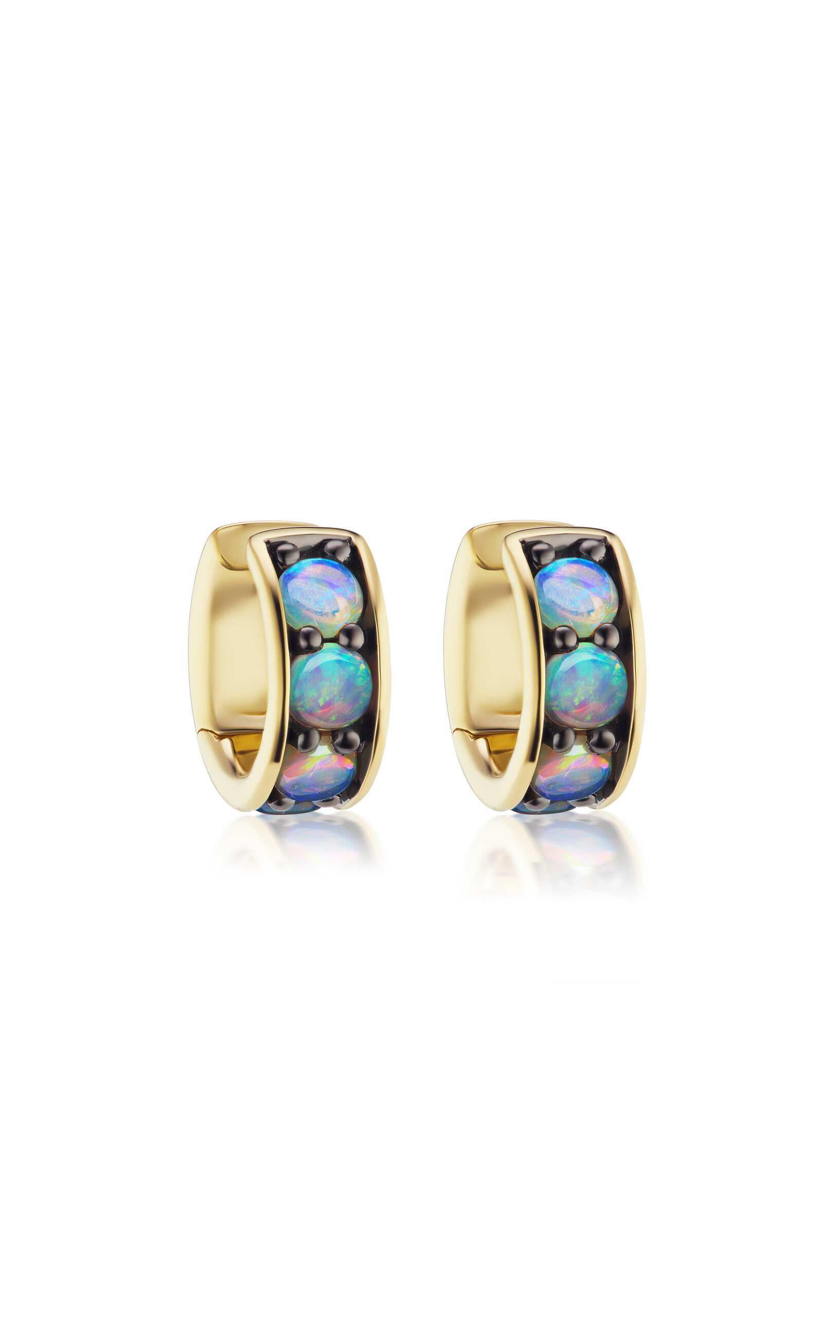 14K Yellow Gold Extra Chubby Huggies with Australian Opals