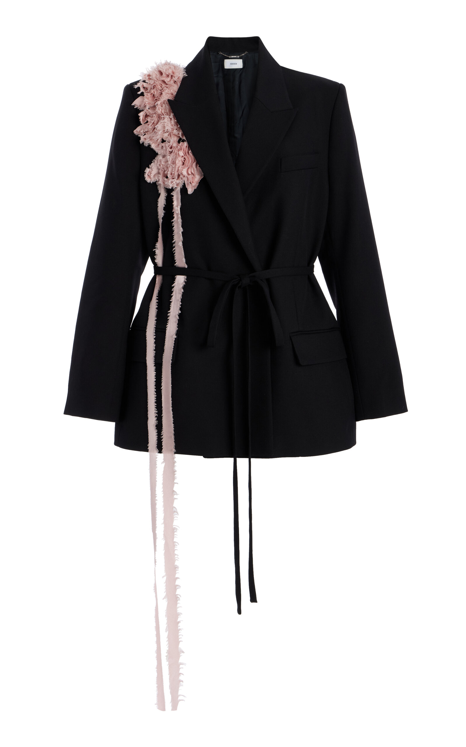 Embellished Belted Wool Blazer