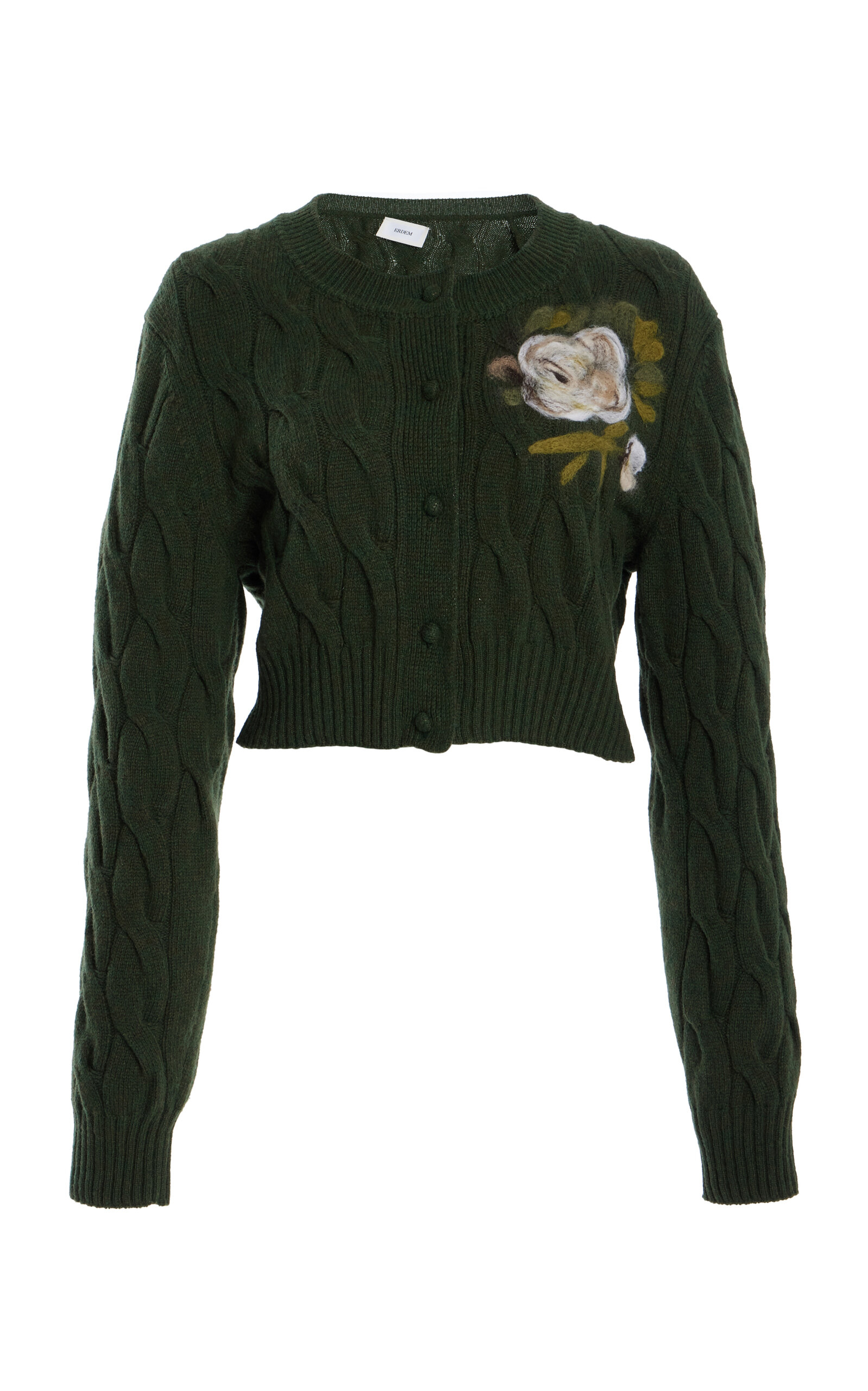 Embroidered Wool-Blend Cardigan