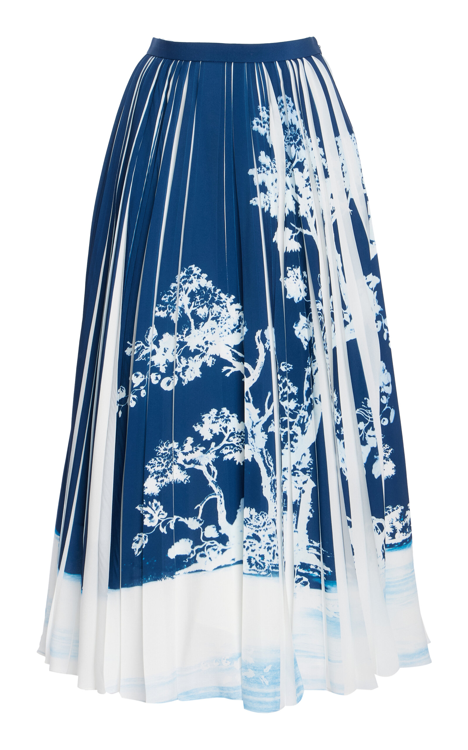 Pleated Poplin Midi Skirt