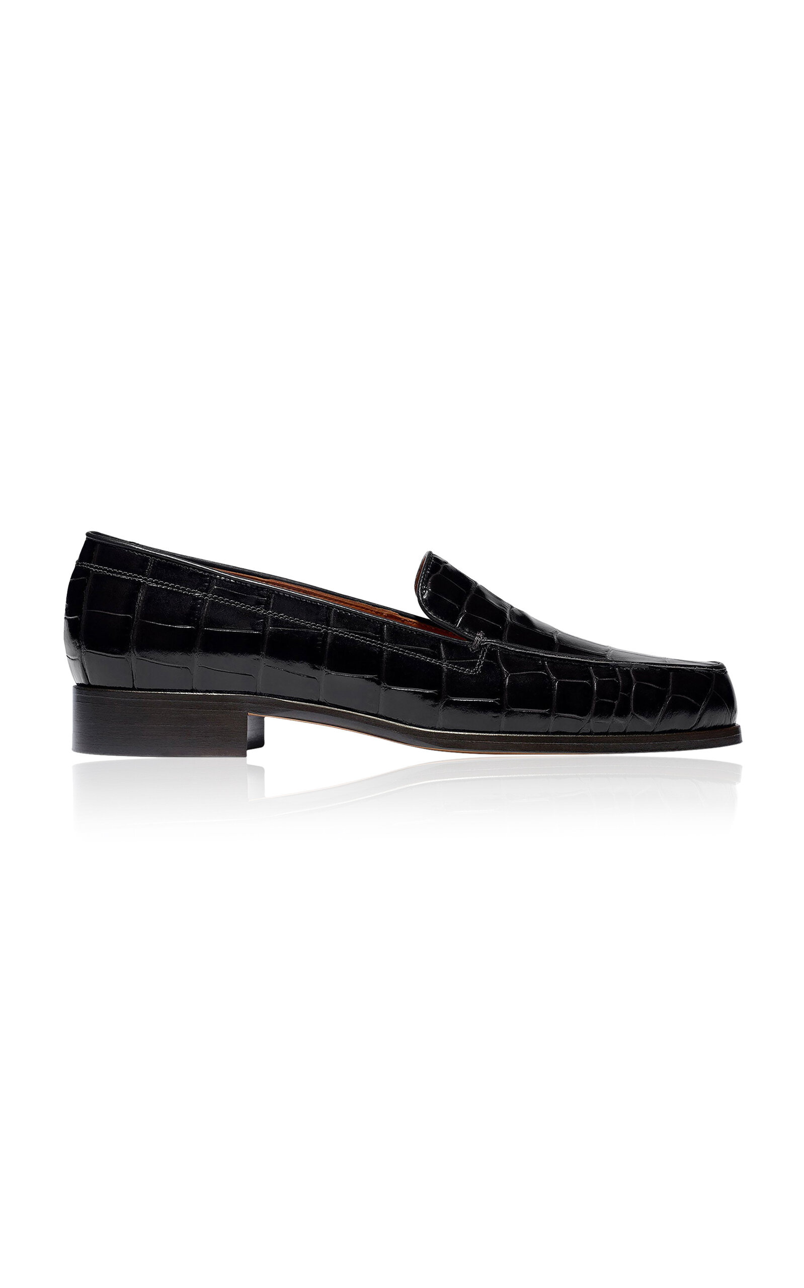 Danielle Croc-Effect Leather Loafers