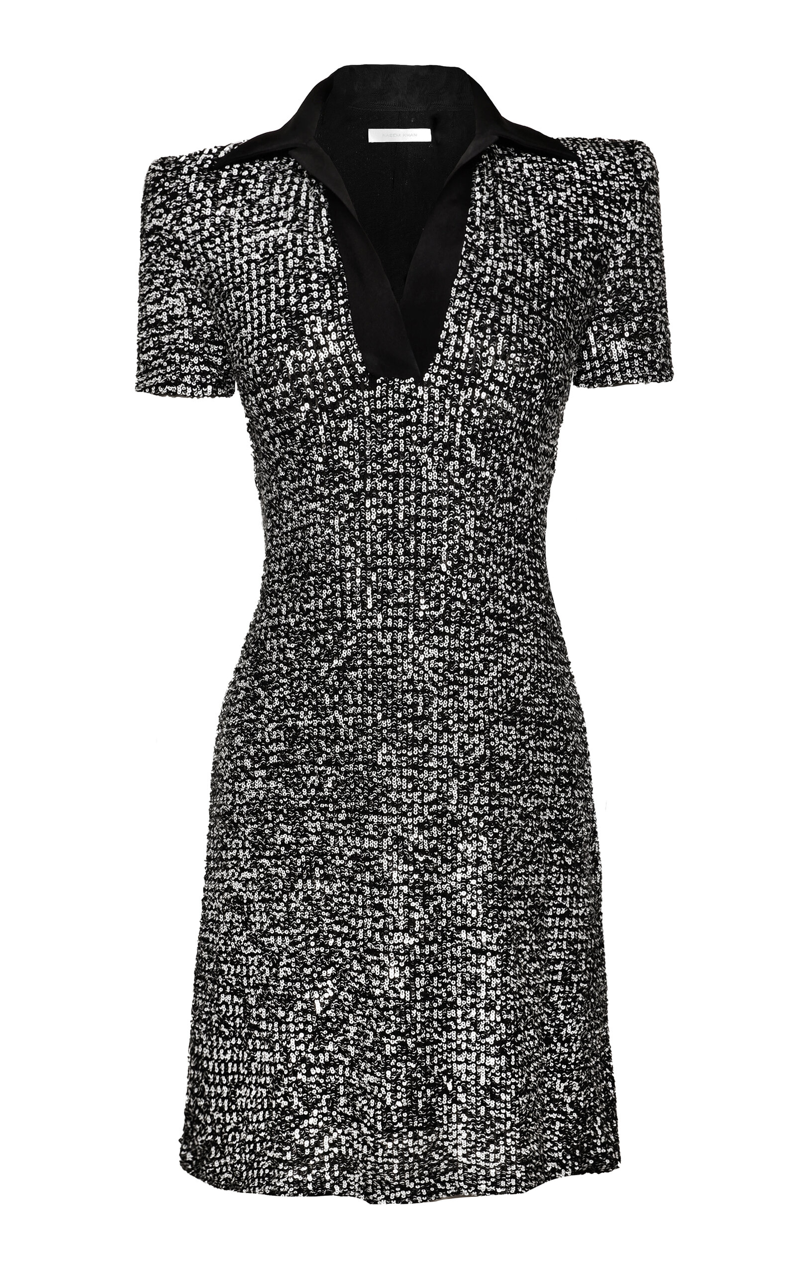 Collared Sequined Stretch-Tweed Midi Dress