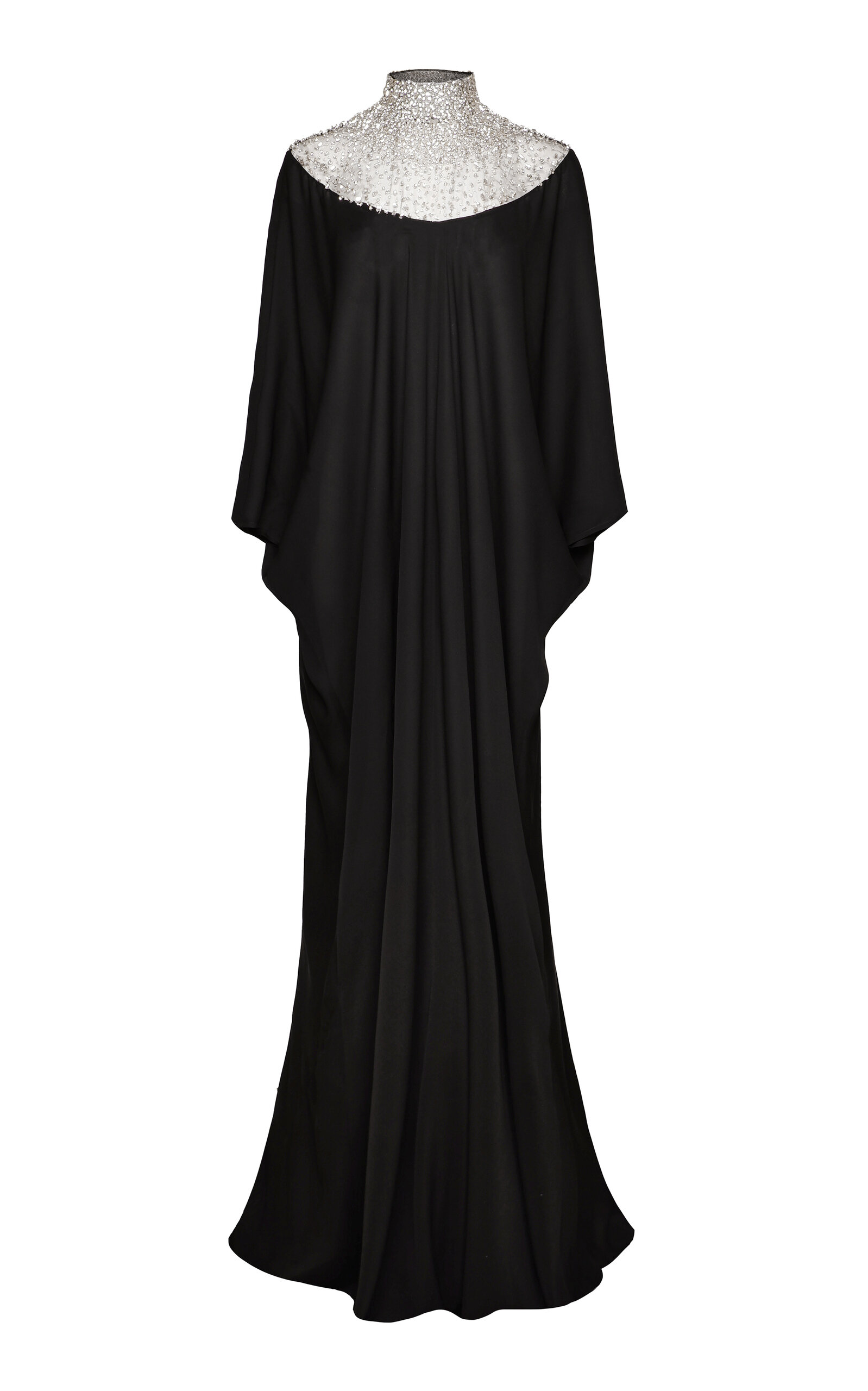 Crystal Embellished Neckline Silk Caftan