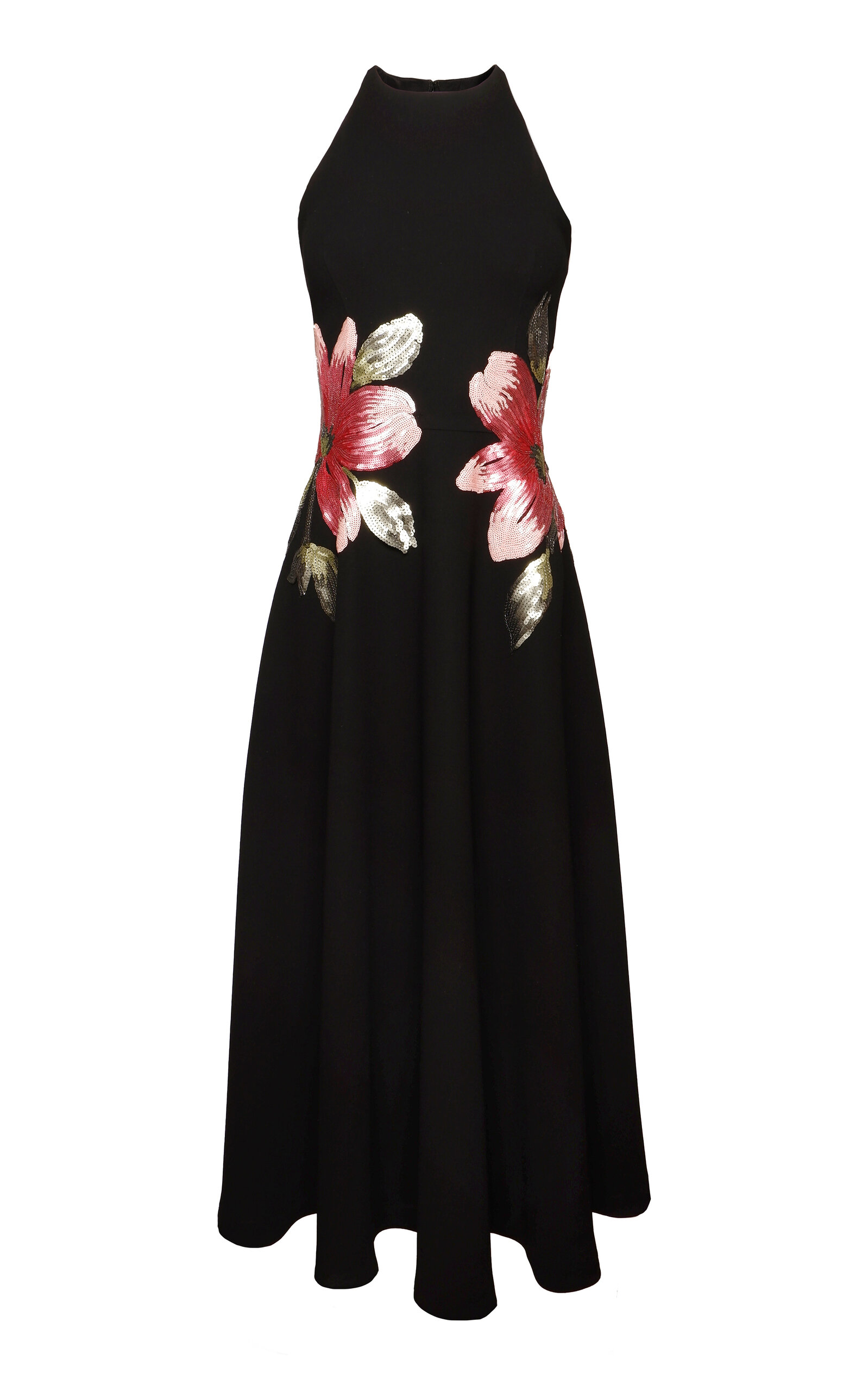 Floral Embellished Halter Midi Dress