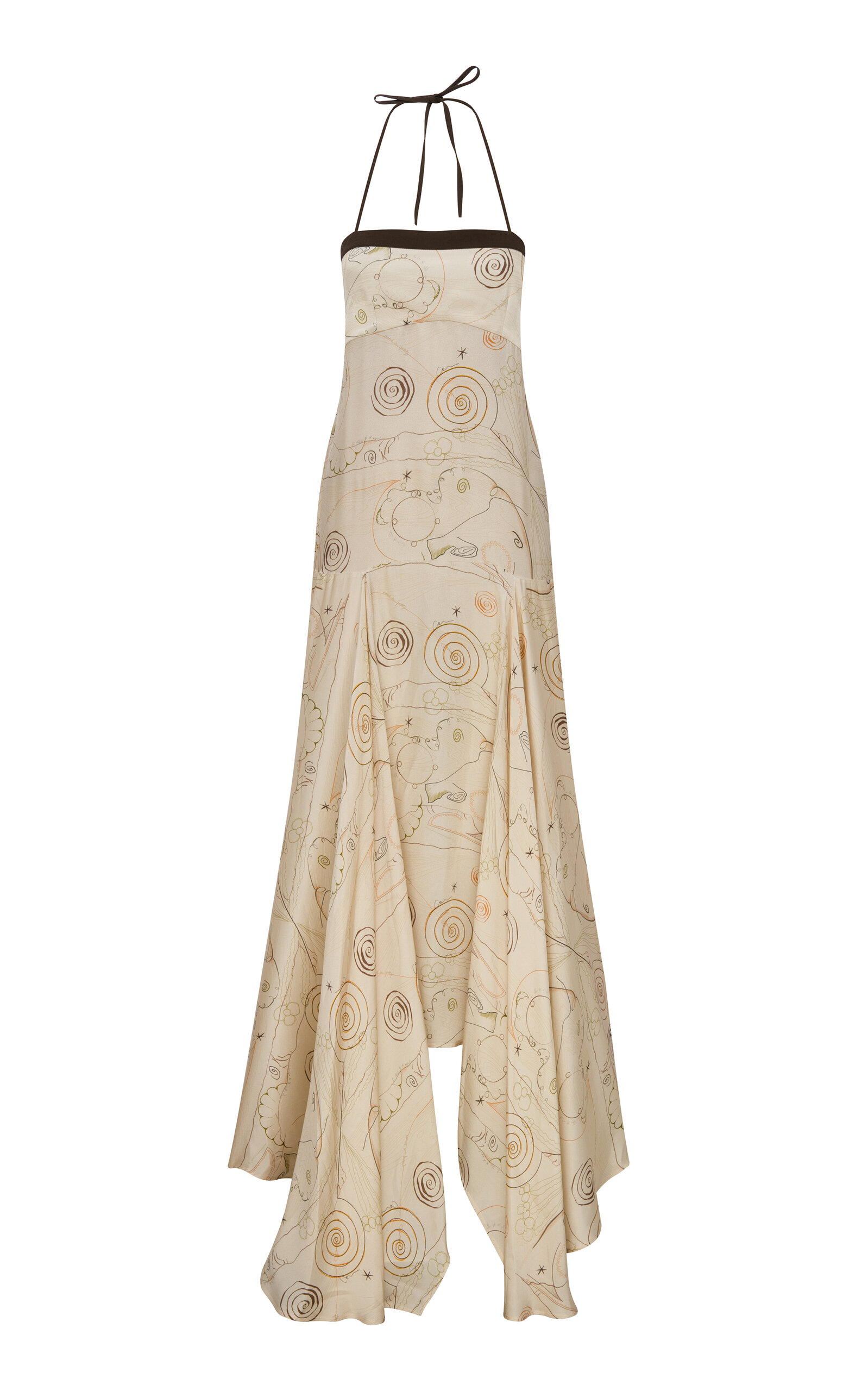 Map Printed Halter Maxi Dress