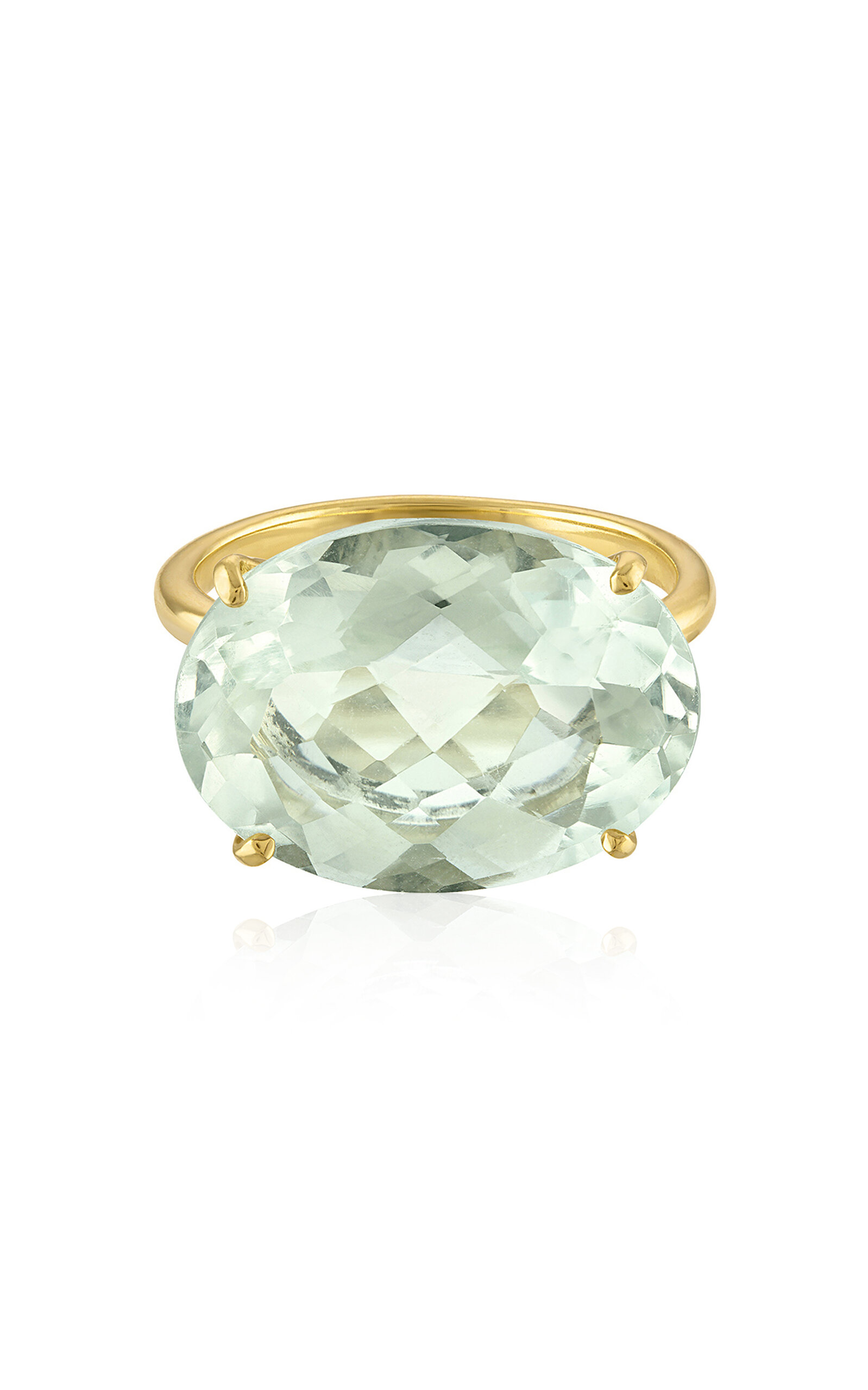 18k Gold Radiant Cut Prasiolite Cocktail Ring