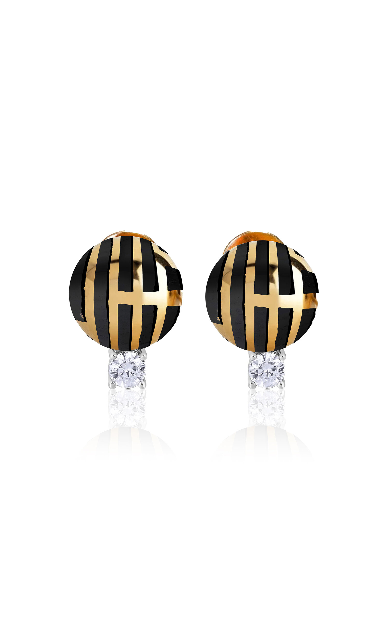 18k Gold Earrings with Black Enamel 
Diamonds