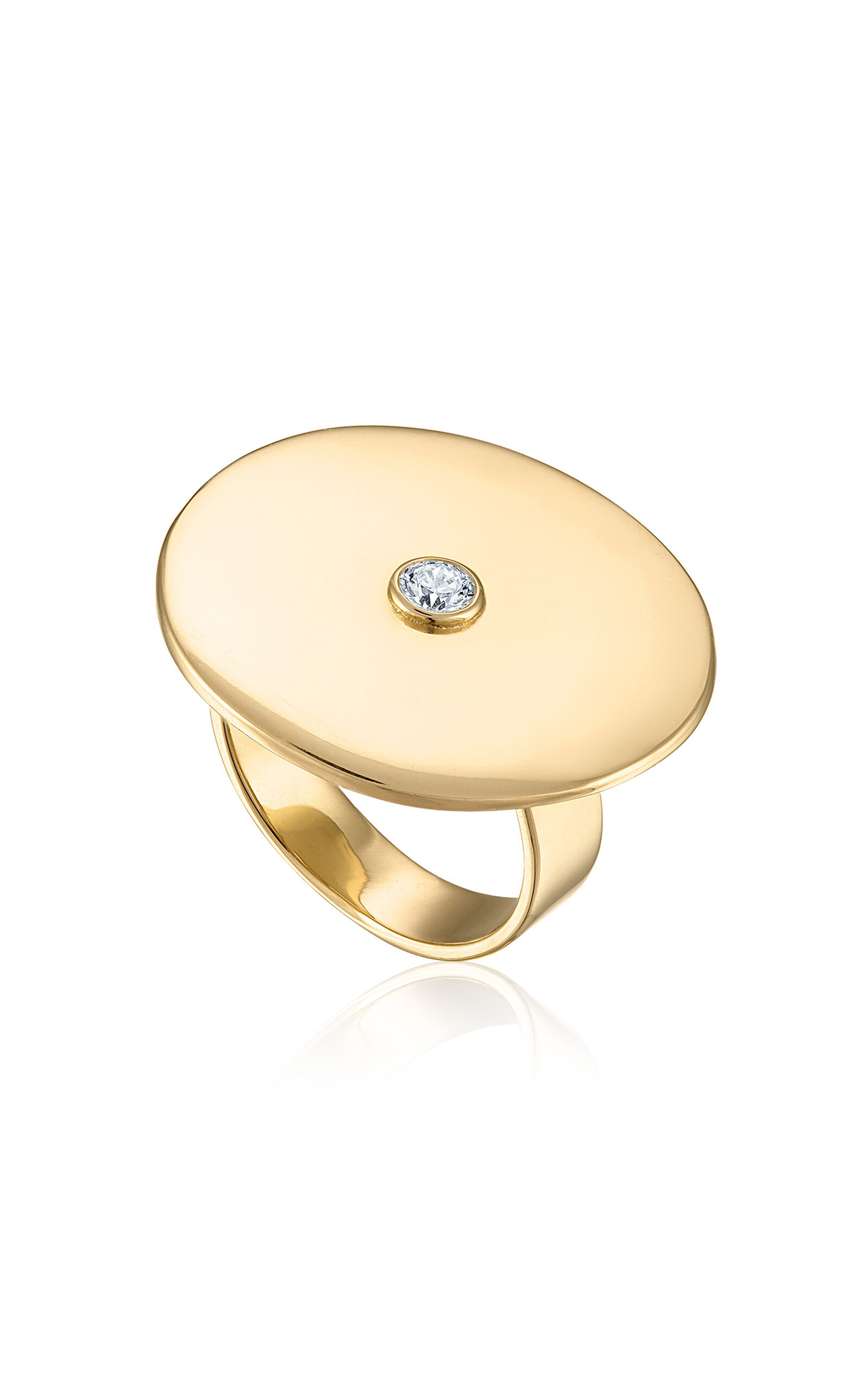 Solid 18k Gold Circle Ring with Diamond