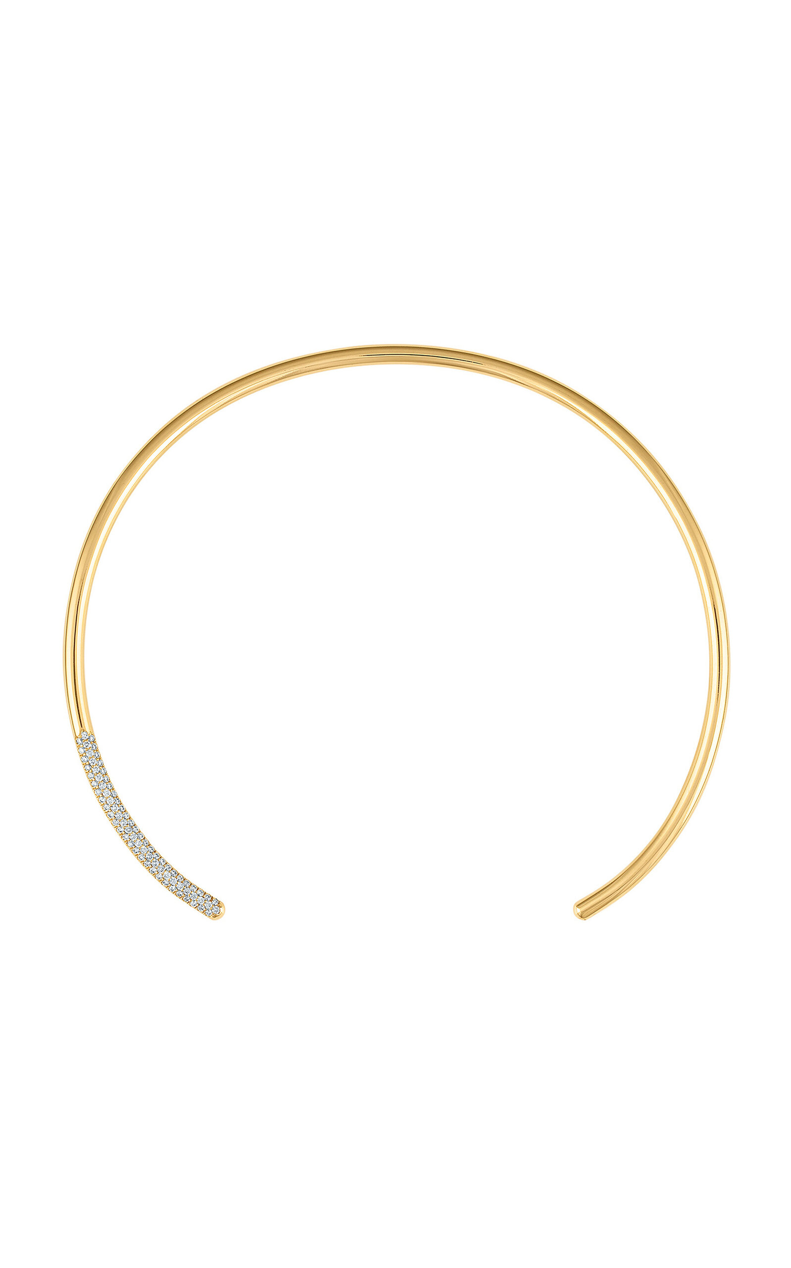 13.5" Solid 18k Yellow Gold 4mm Wire Choker w/ Paved Diamonds