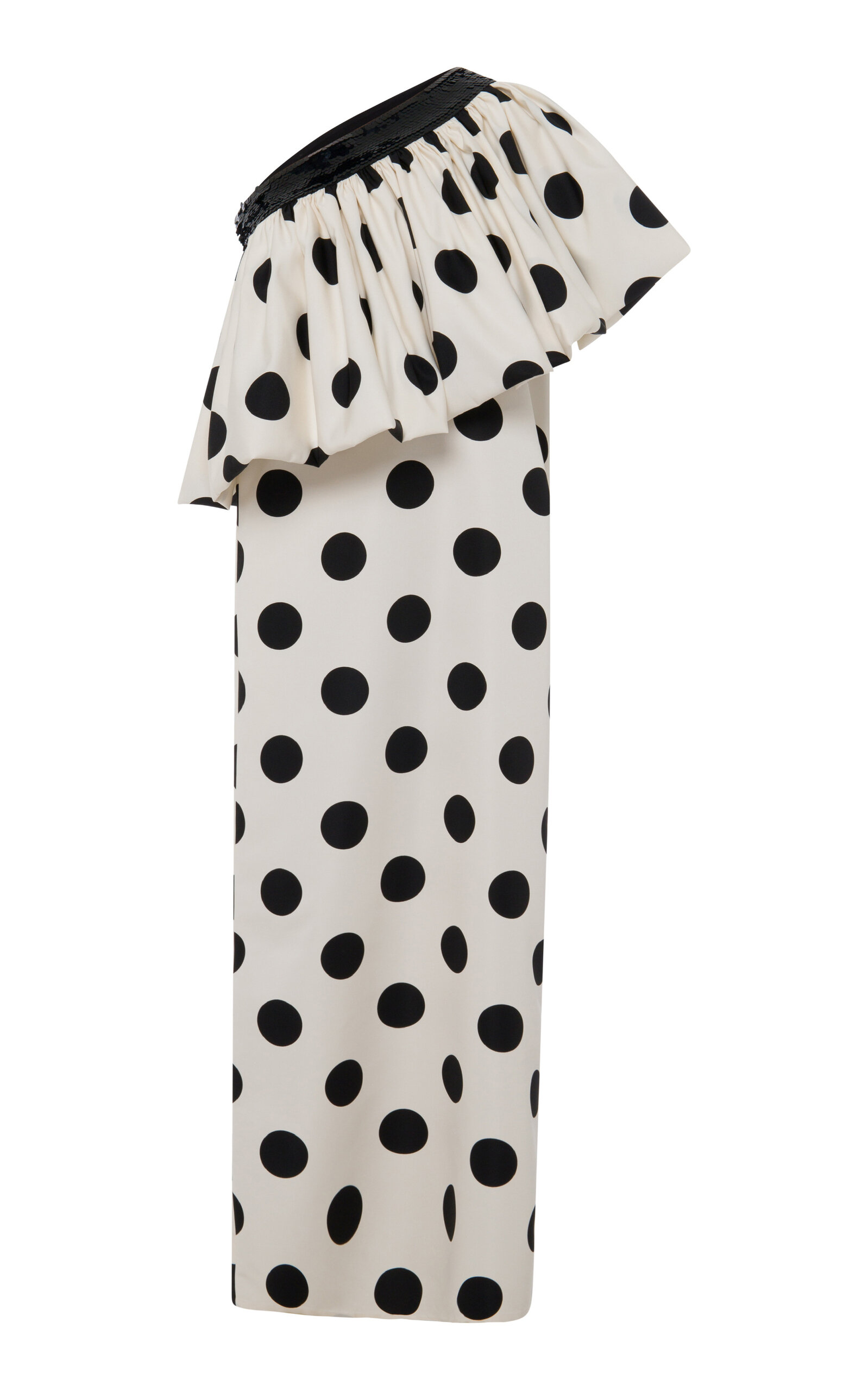 Single-Shoulder Polka Dot Dress