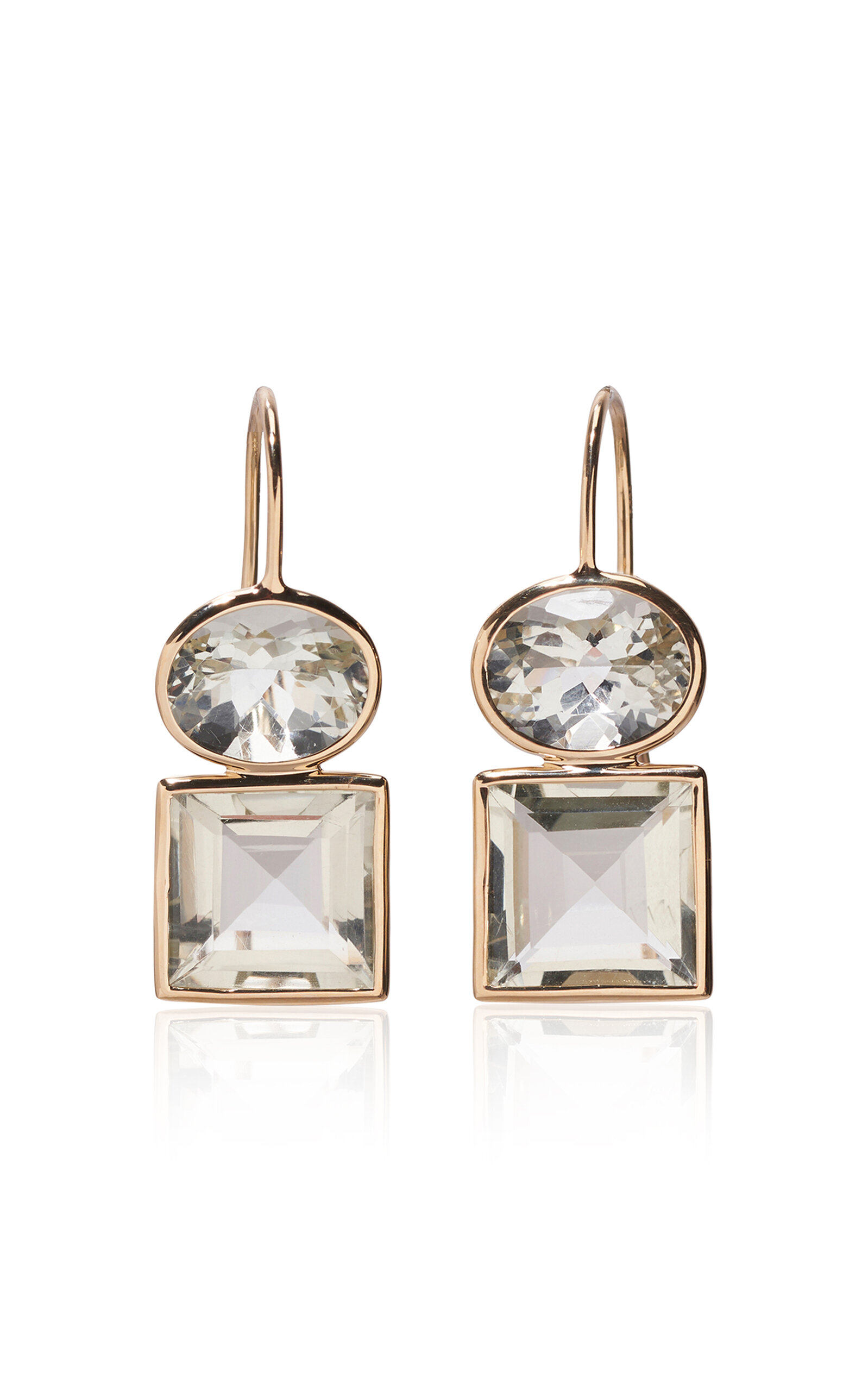 14K Gold Duo Green Amethyst Earrings