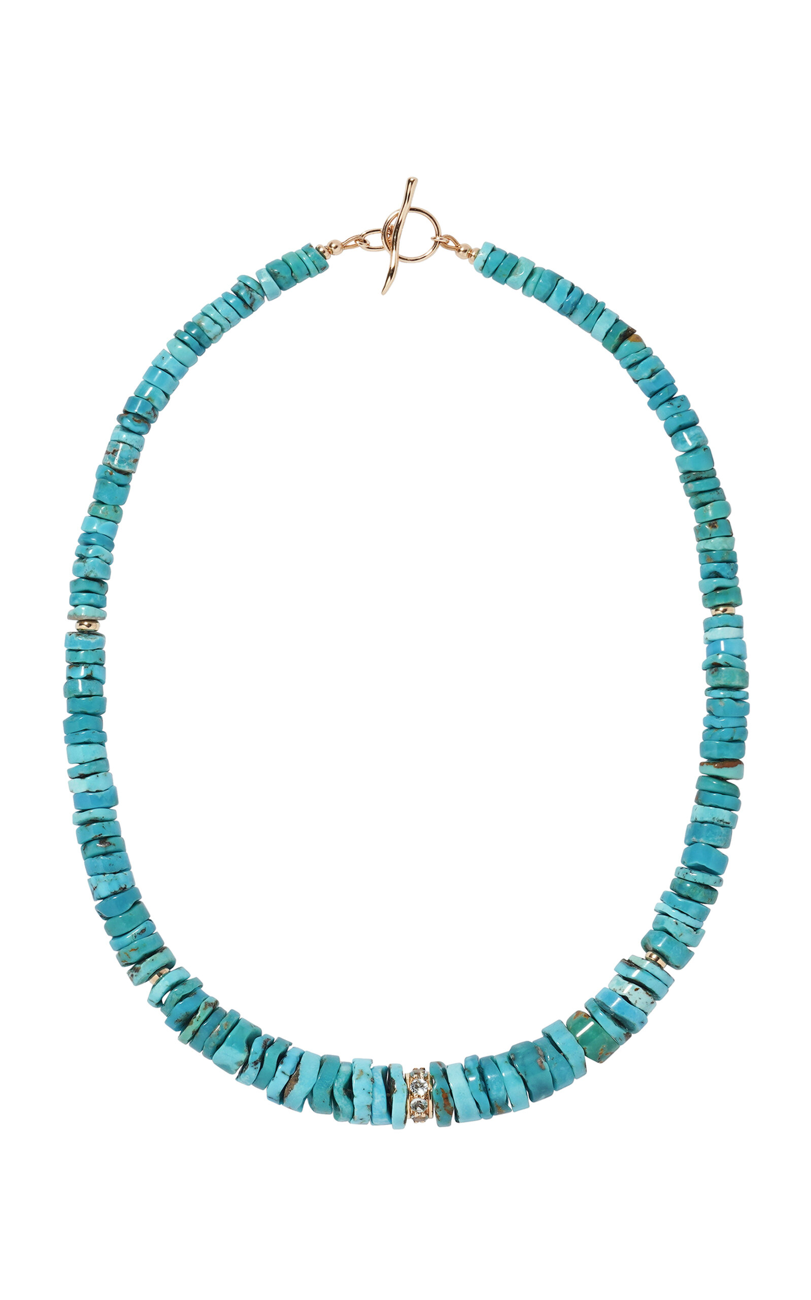 Turquoise; Sky Blue Topaz and 14K Gold Necklace