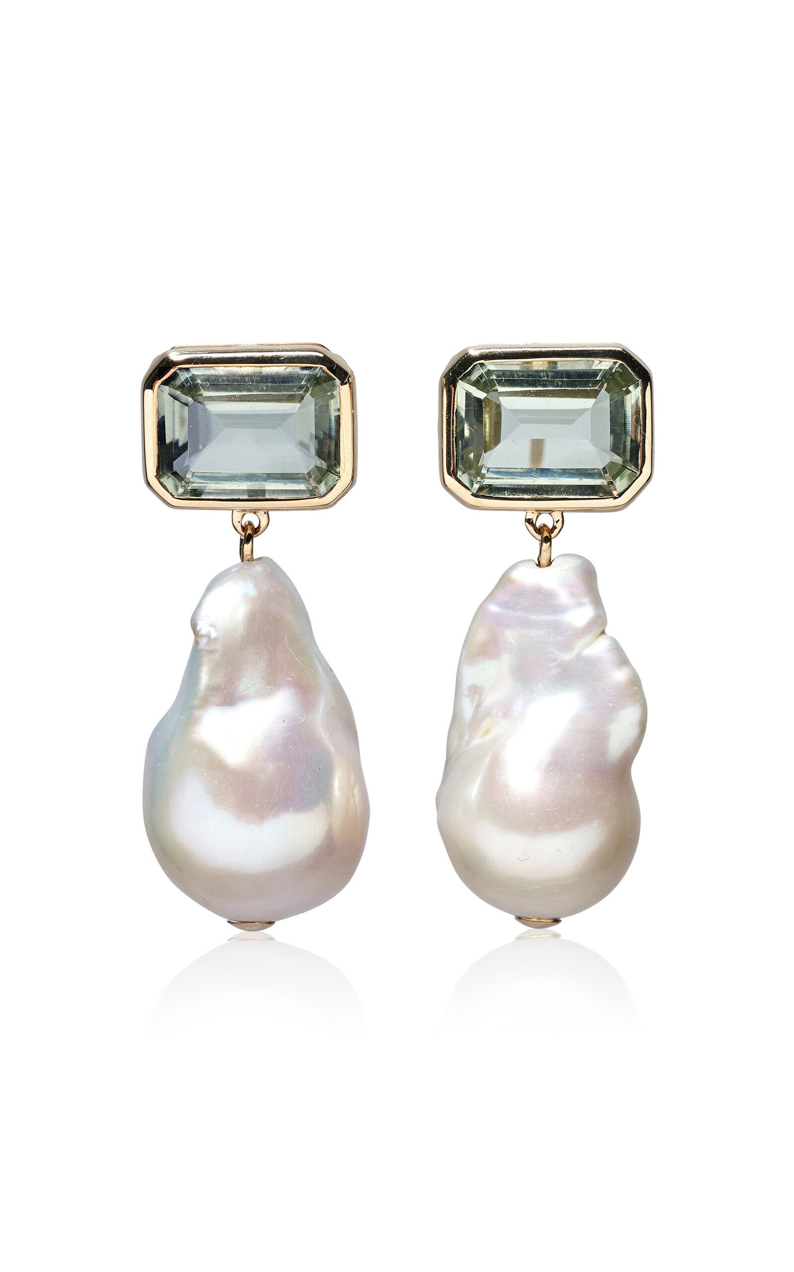 14K Gold Juno Green Amethyst Earrings