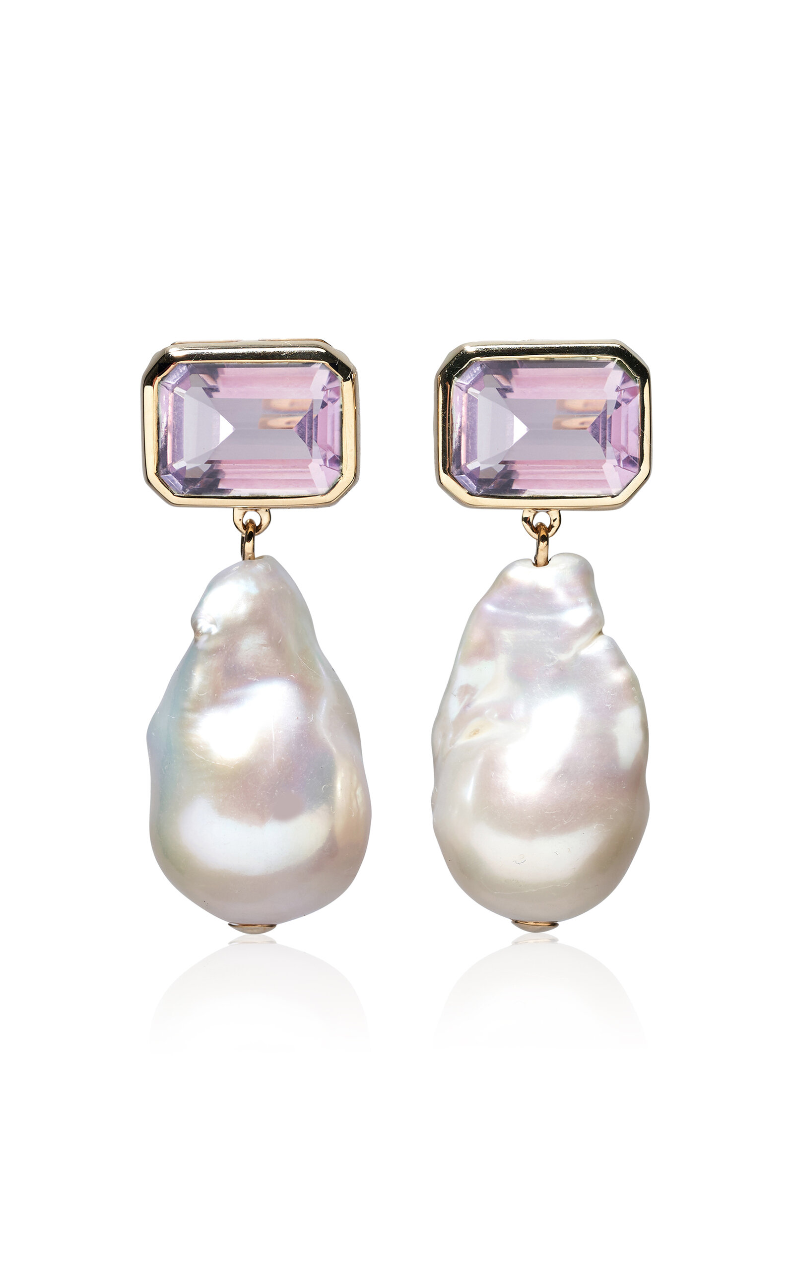 14K Gold Juno Pink Amethyst Earrings