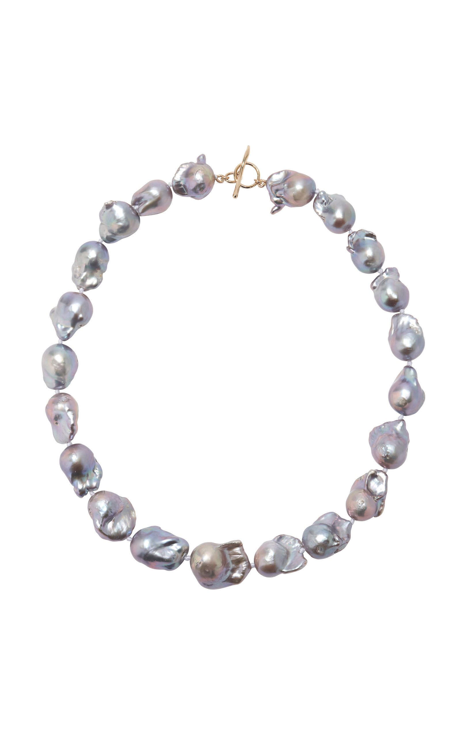 Silvery Gray Baroque Pearl and 14K Gold Necklace