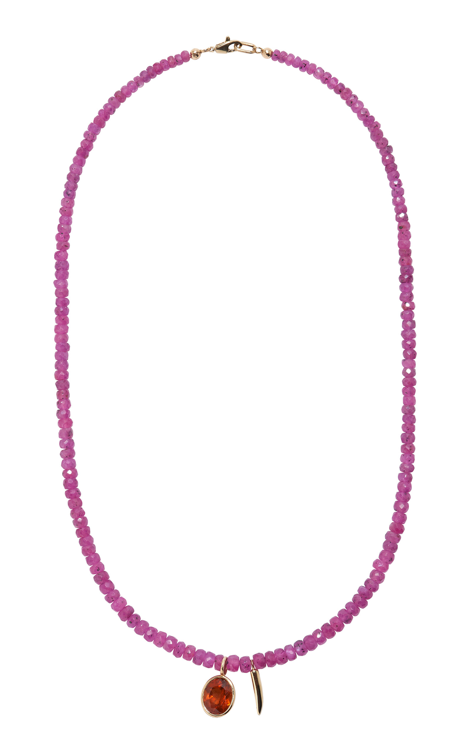 Pink Sapphire and Topaz 14K Gold Charm Necklace