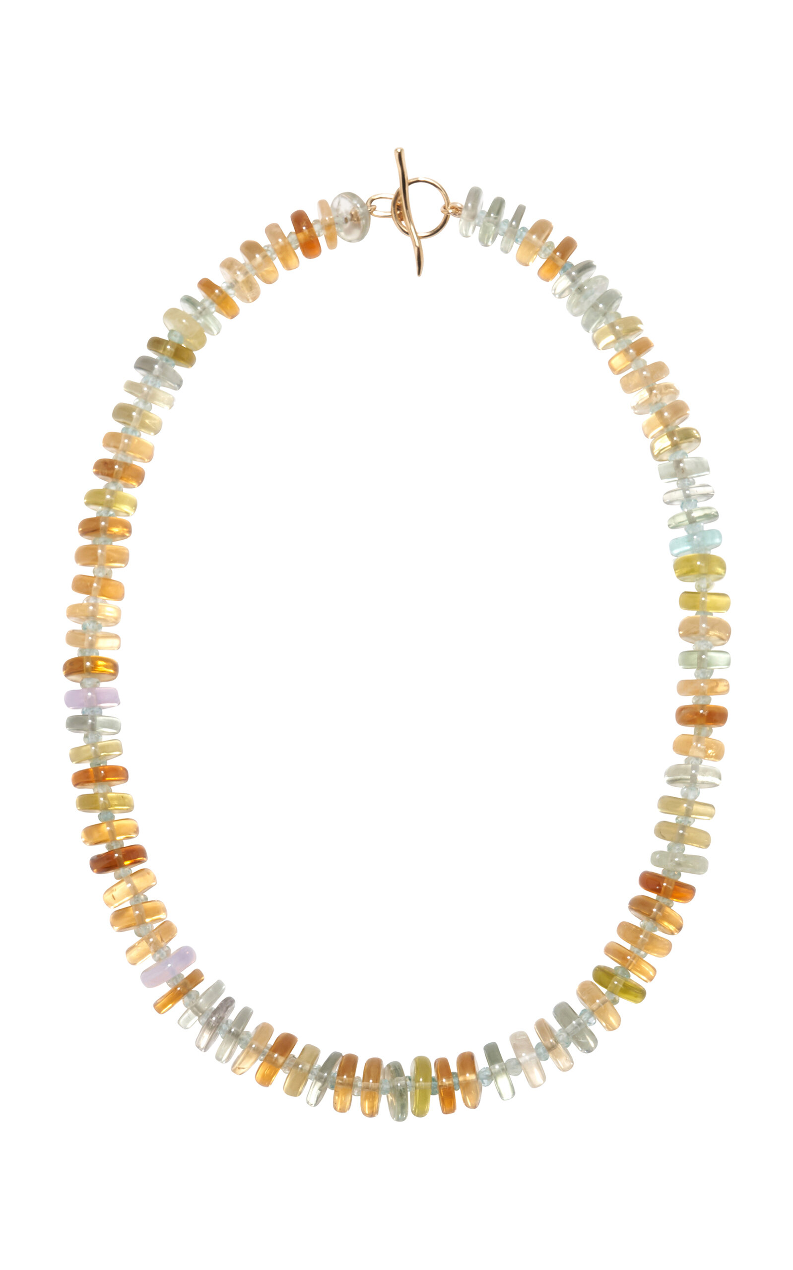 Mixed Semiprecious Stone; Aquamarine and 14K Gold Necklace