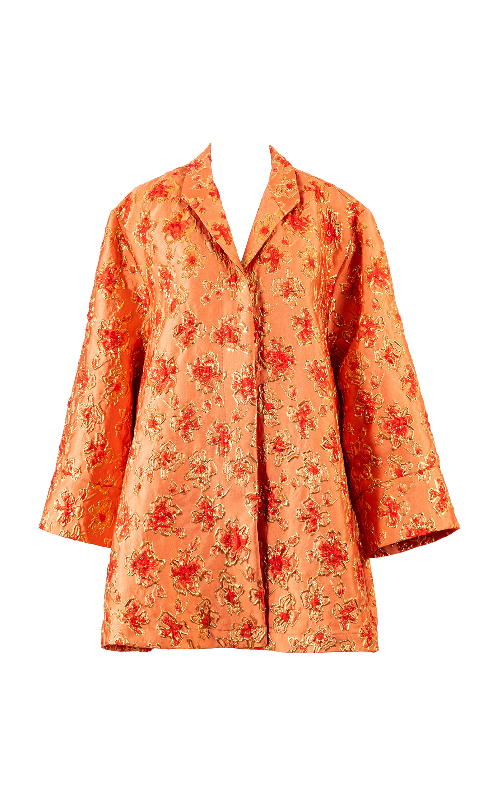 Floral Brocade Mini Dress Coat