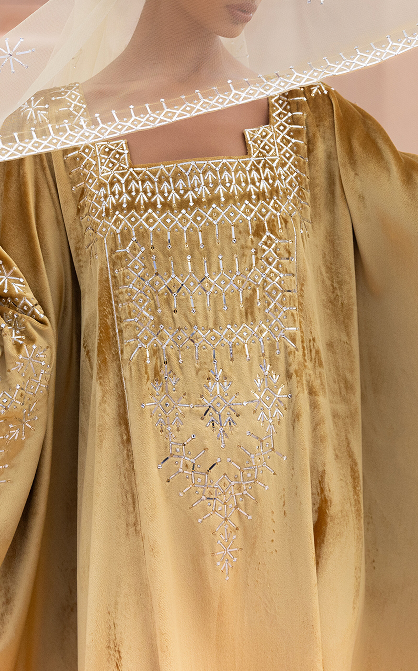 Metallic Embroidered Velvet Caftan