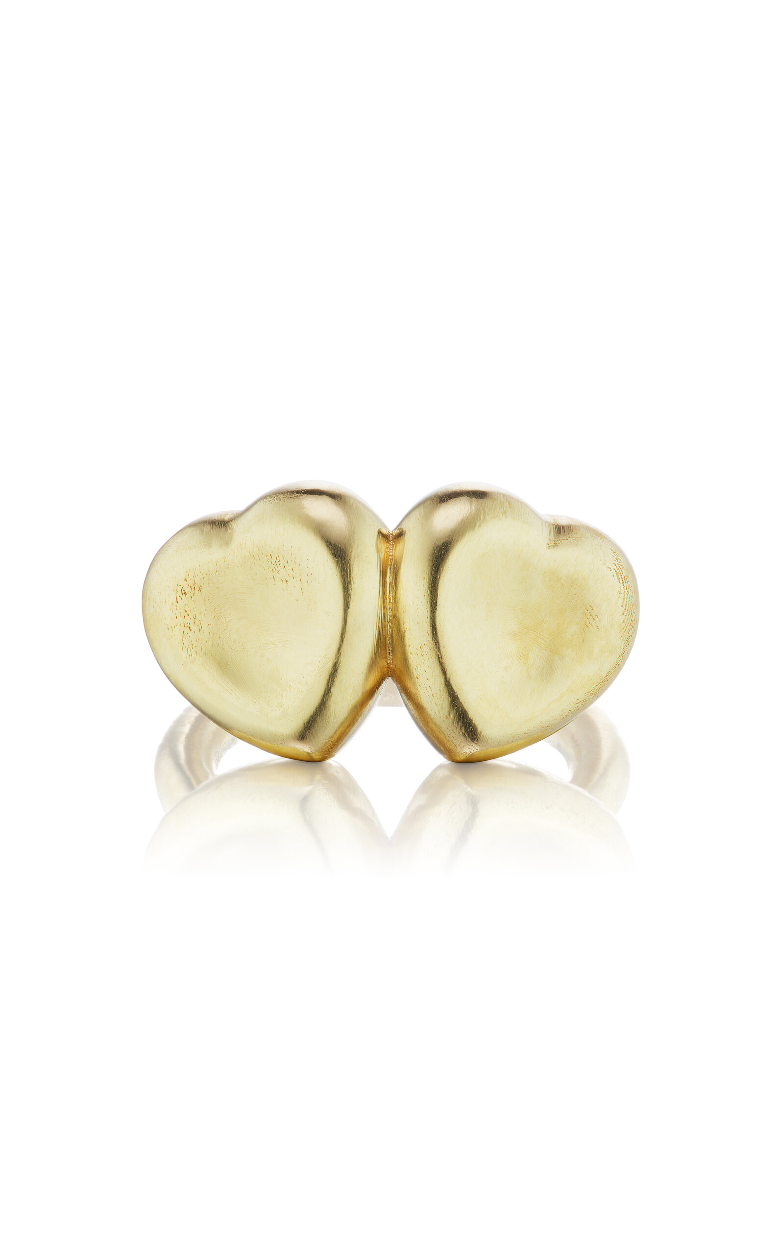 18K Yellow Gold Double Side-by-Side Heart Ring