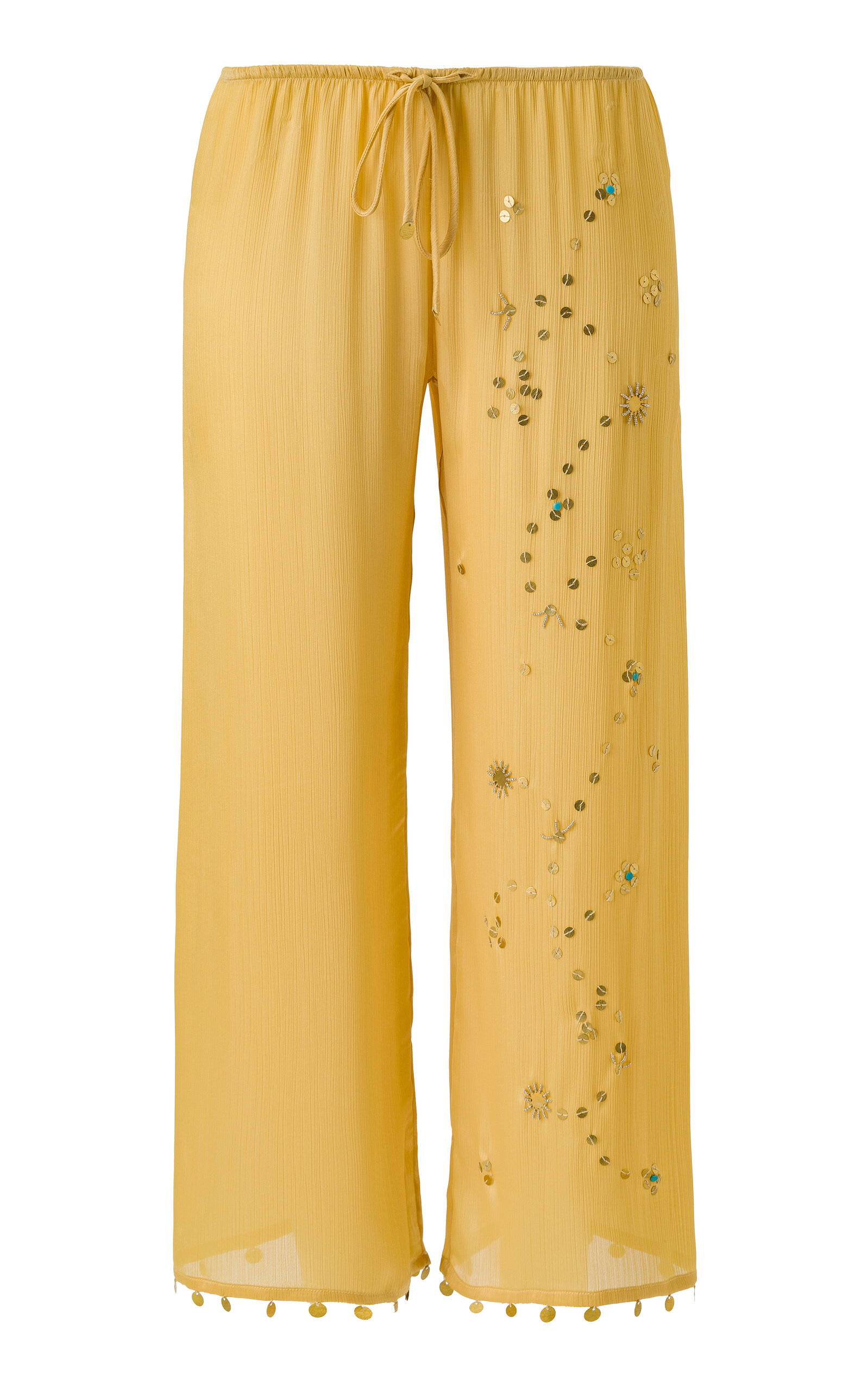 SIEDRÉS Aurilie Embellished Chiffon Wide-Leg Pants