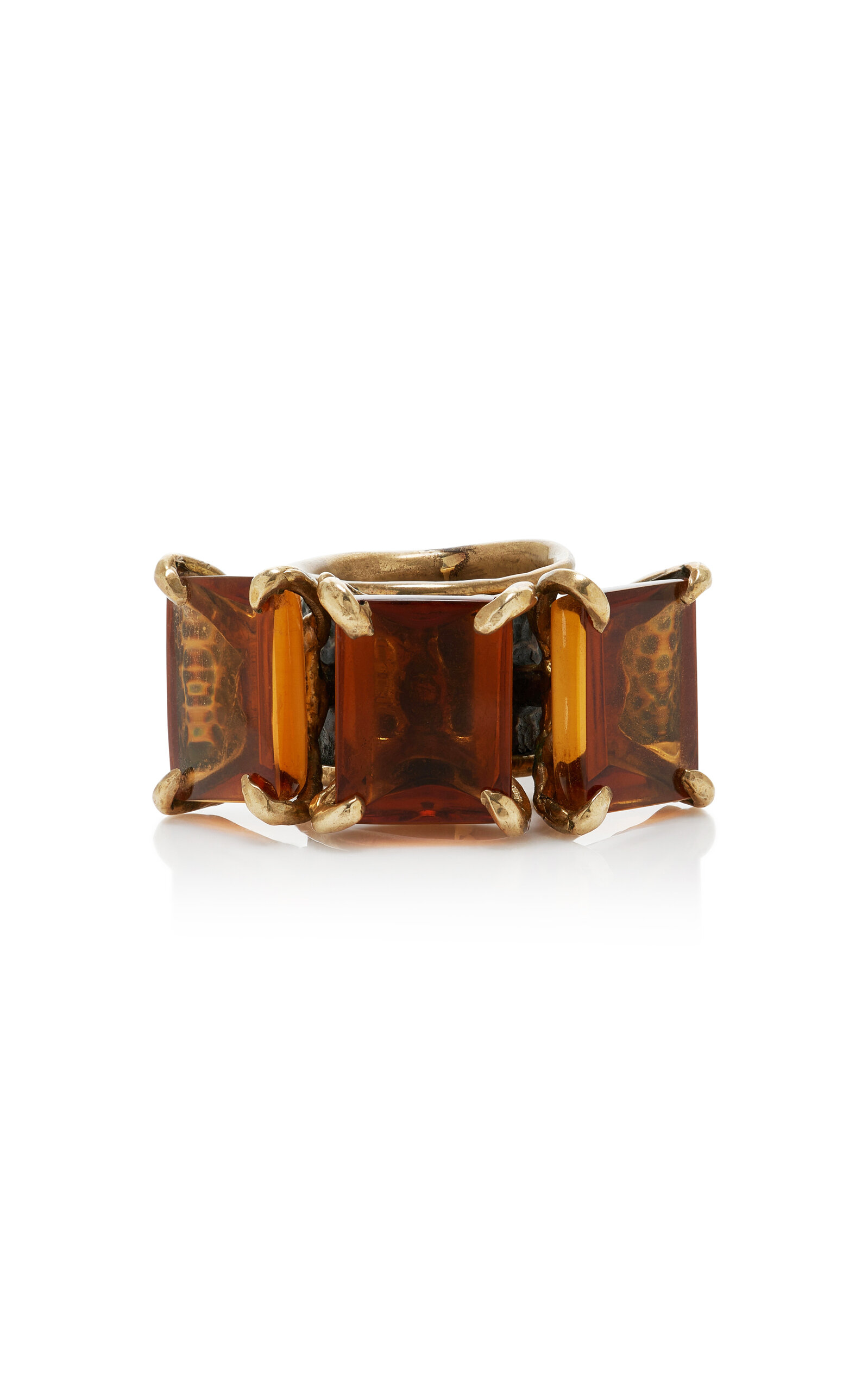 Citrine and Bronze Snow Feather Ring