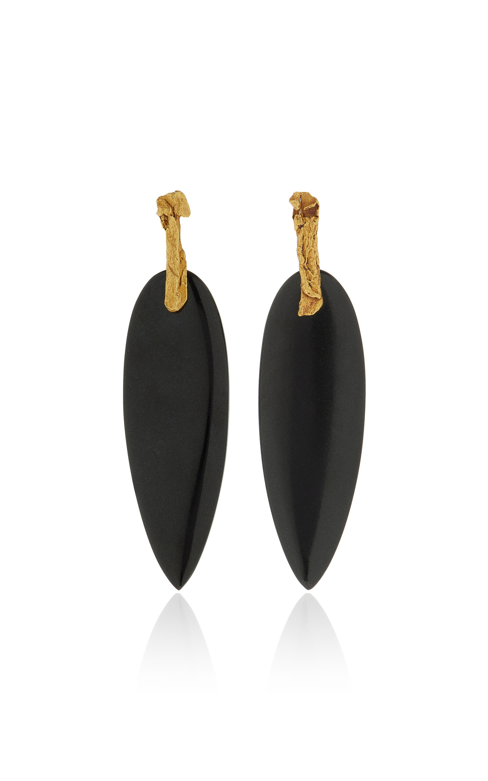 22K Gold Nugget and Wyoming Black Jade Spear Earrings