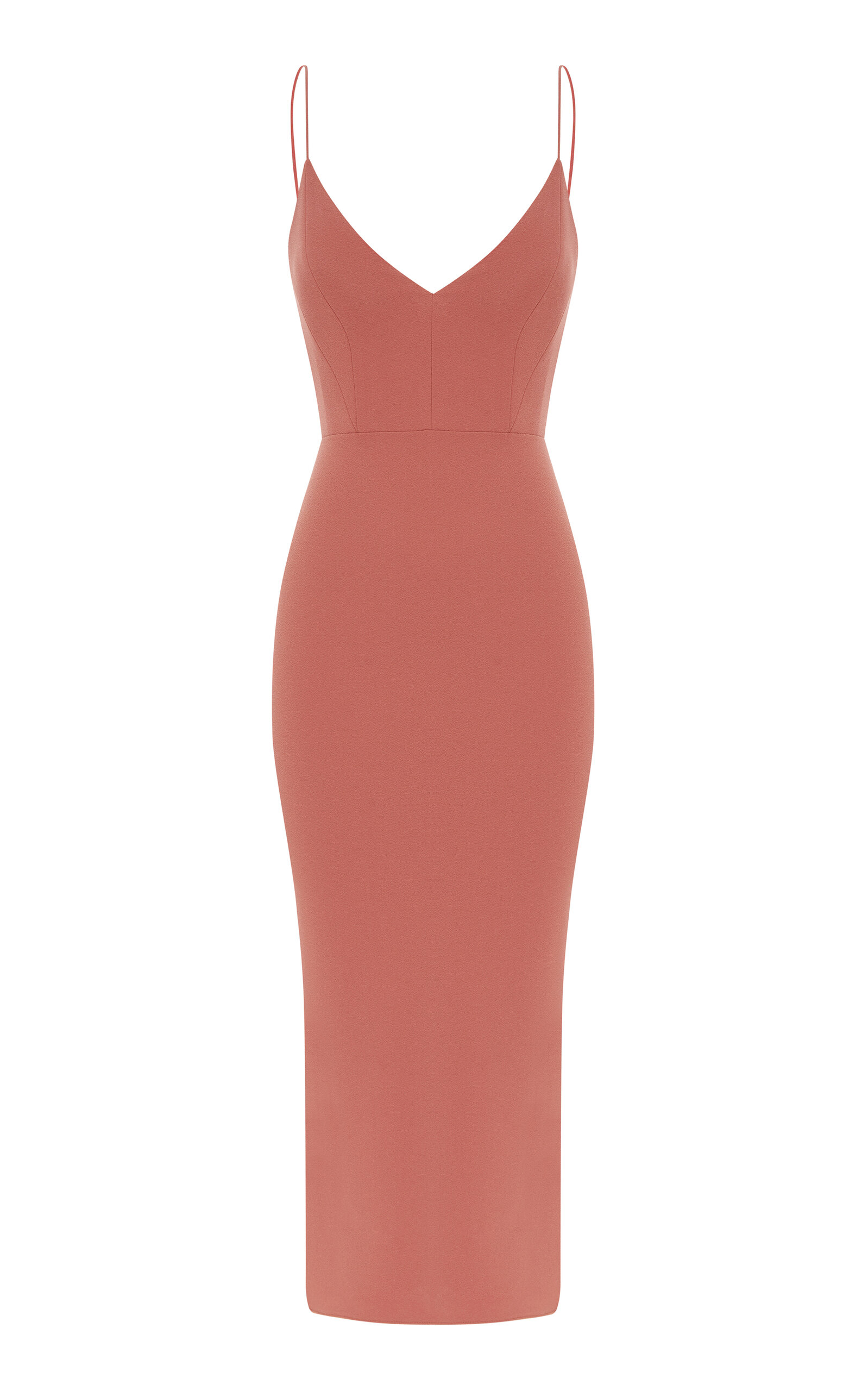 V-Neck Stretch Crepe Midi Dress