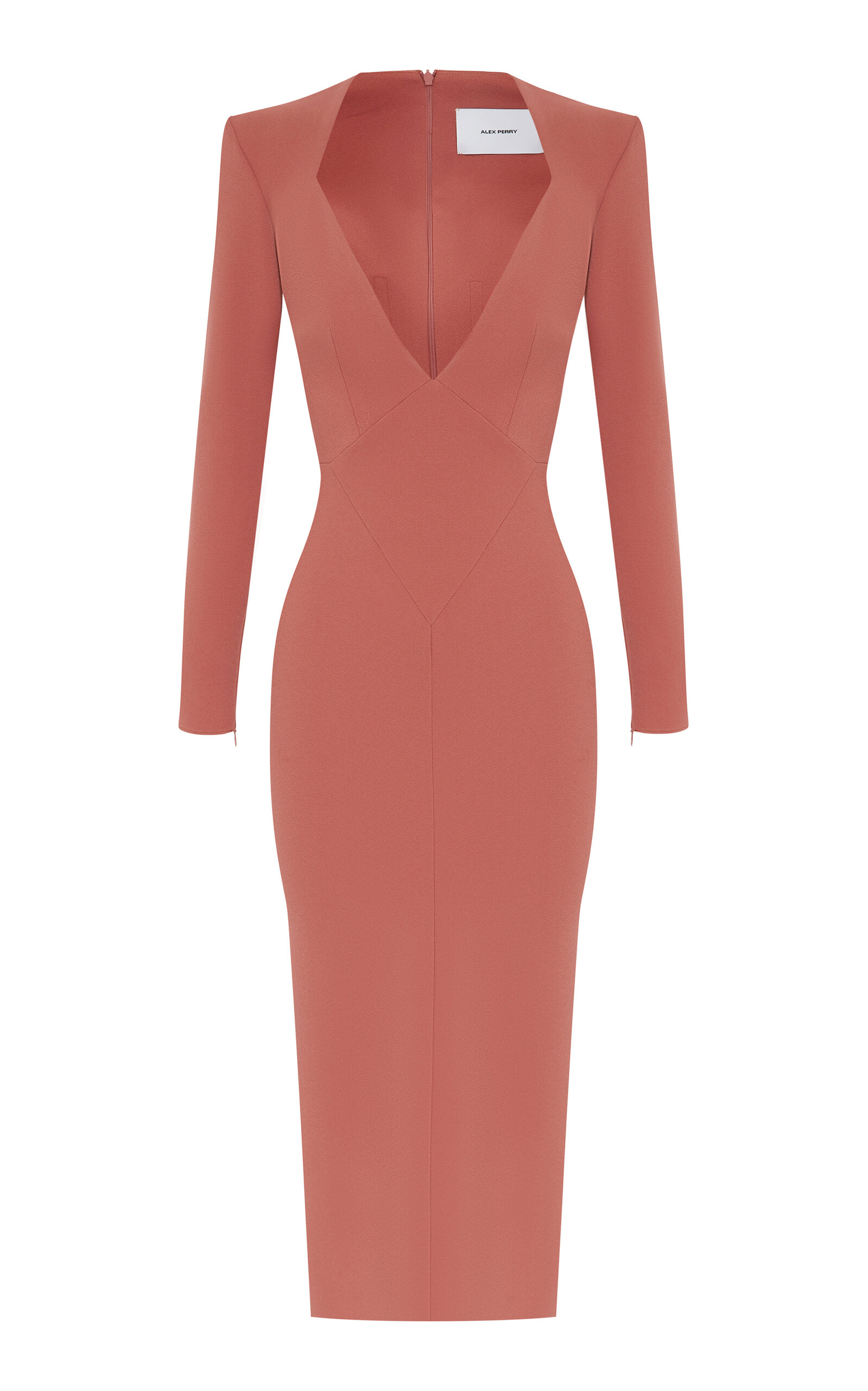 Paneled Stretch Crepe Midi Dress