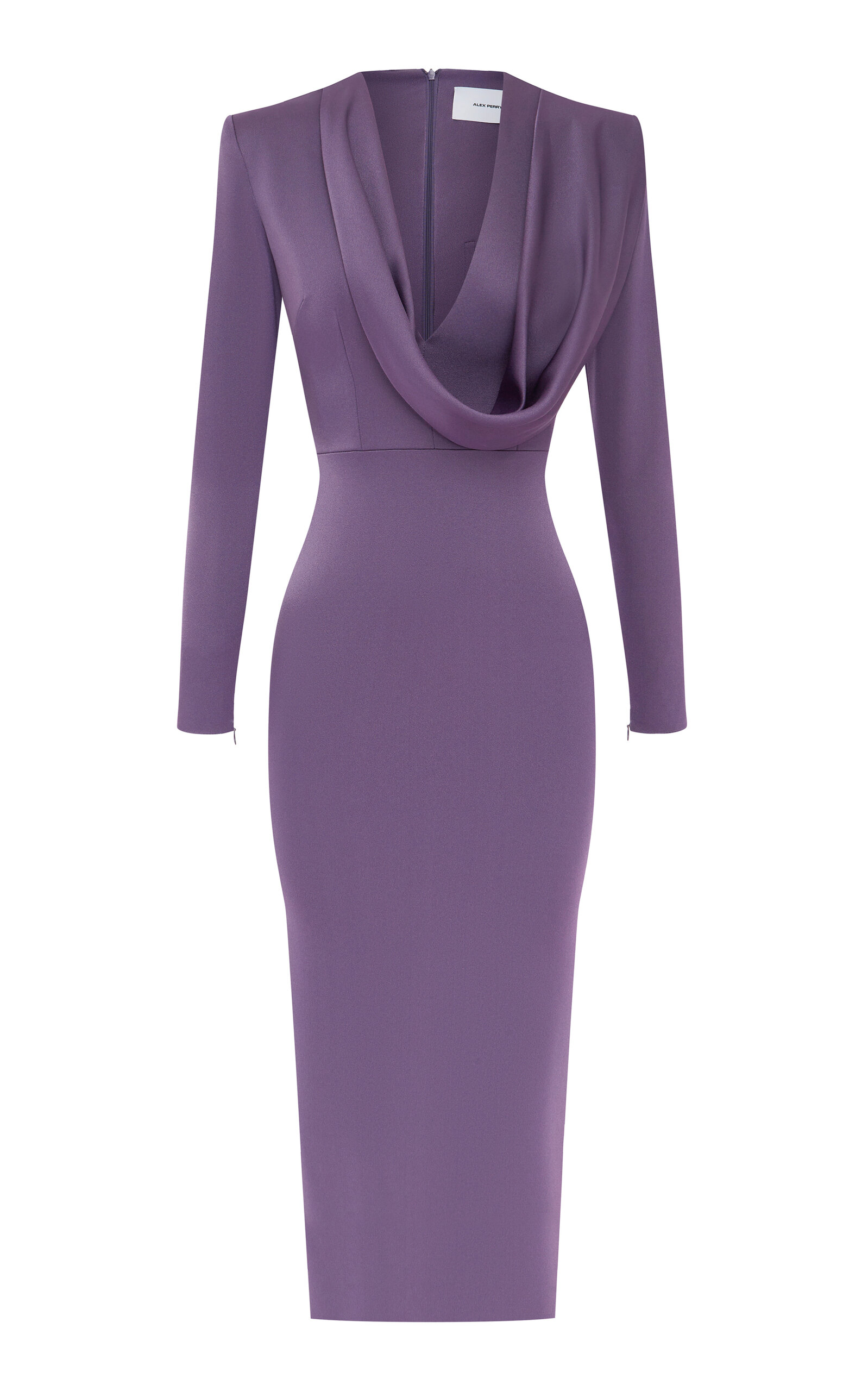 Cowl-Neck Satin Crepe Midi Dress